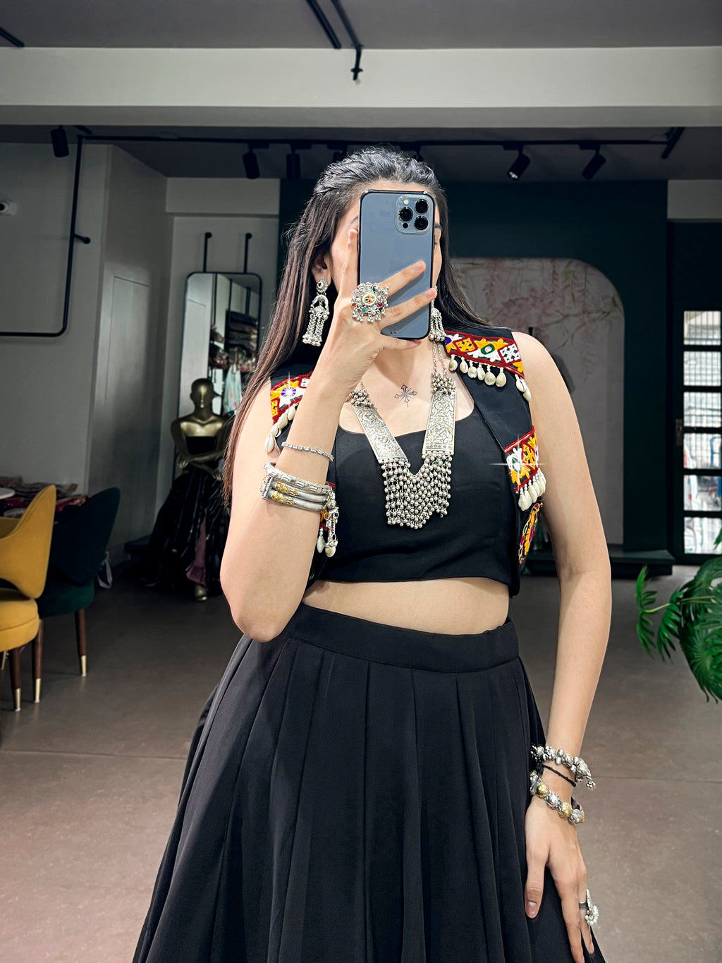 Georgette Gamthi Work Navratri Lehenga