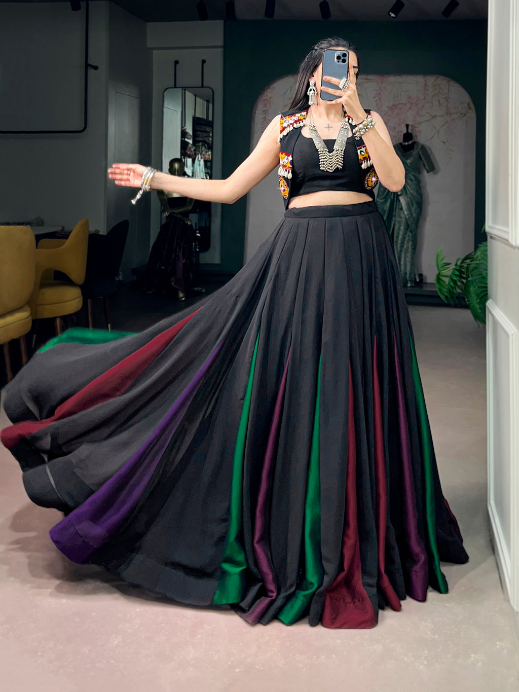 Georgette Gamthi Work Navratri Lehenga