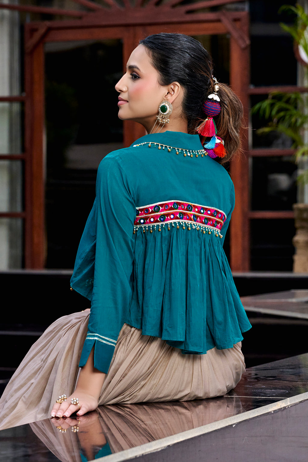 Pure Cotton Gamthi Work Navratri Lehenga With Top