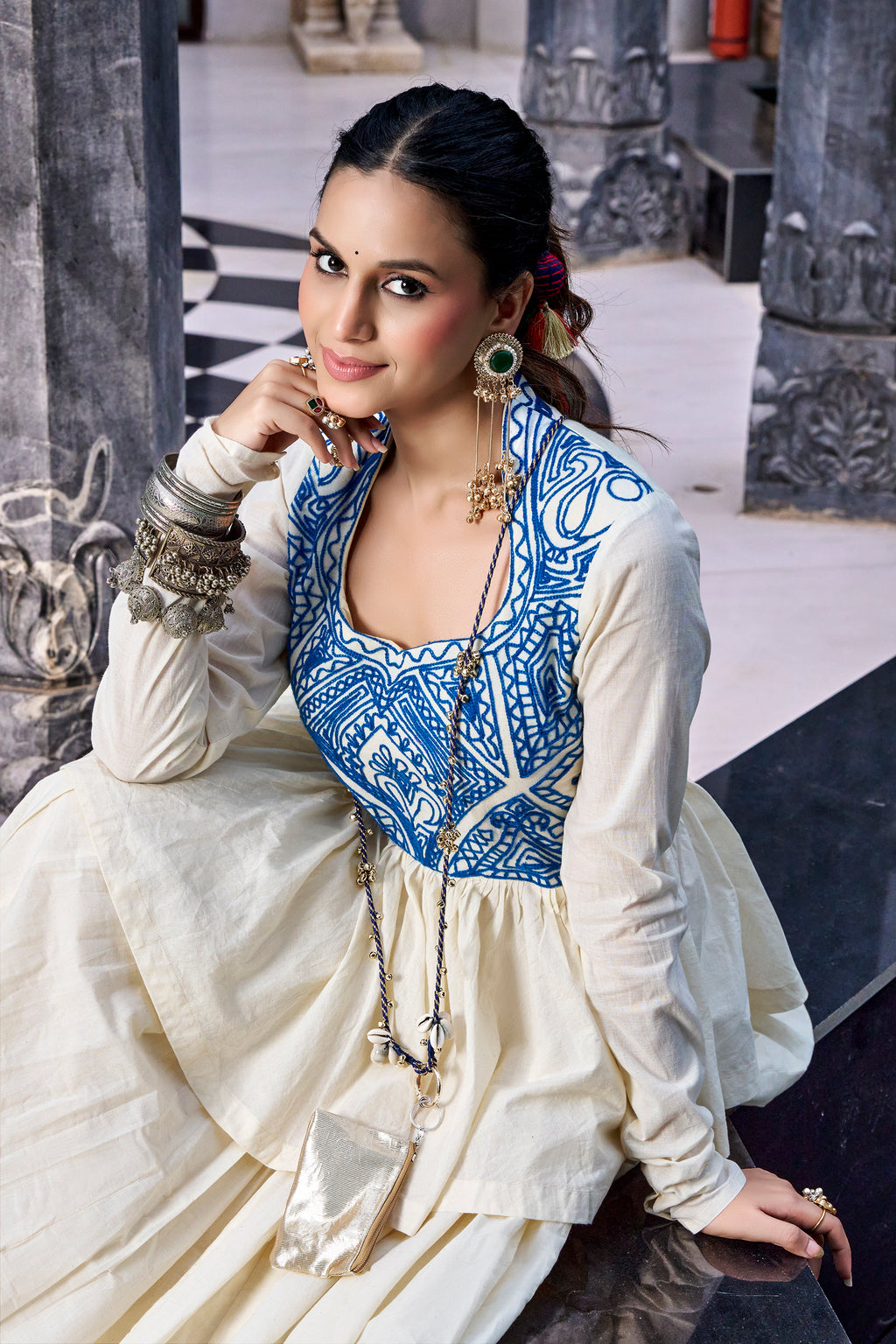 Pure Cotton Gamthi Work Navratri Lehenga With Top