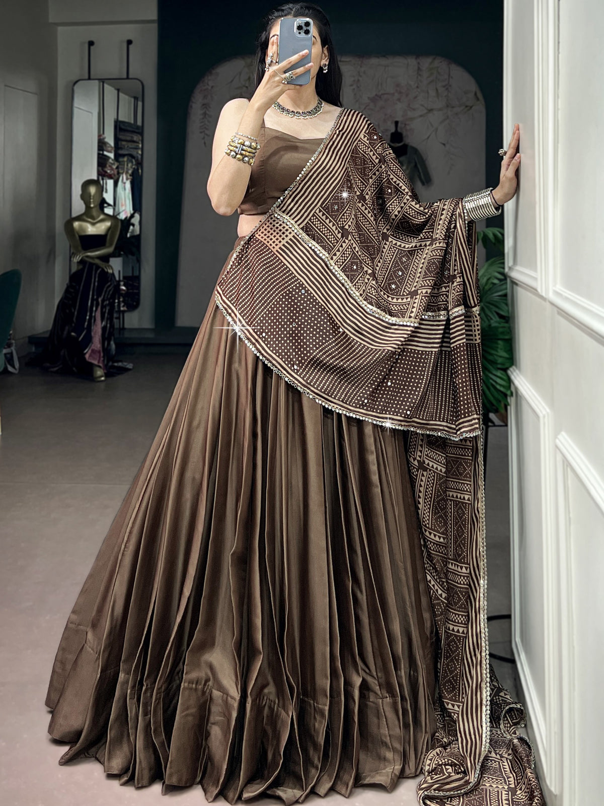 Moonga Silk Plain Navratri Lehenga With Dupatta