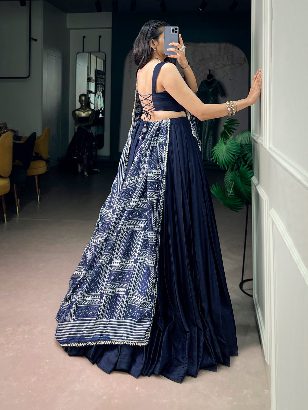 Moonga Silk Plain Navratri Lehenga With Dupatta