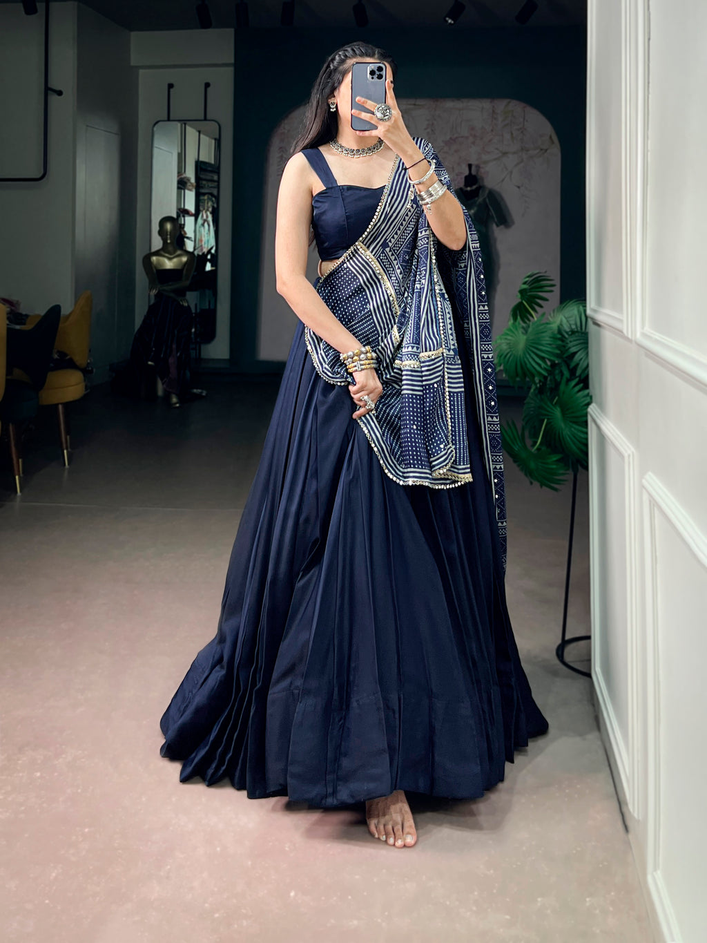 Moonga Silk Plain Navratri Lehenga With Dupatta
