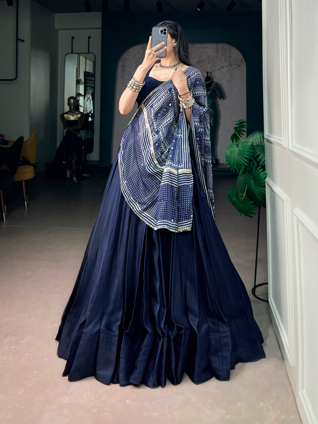 Moonga Silk Plain Navratri Lehenga With Dupatta