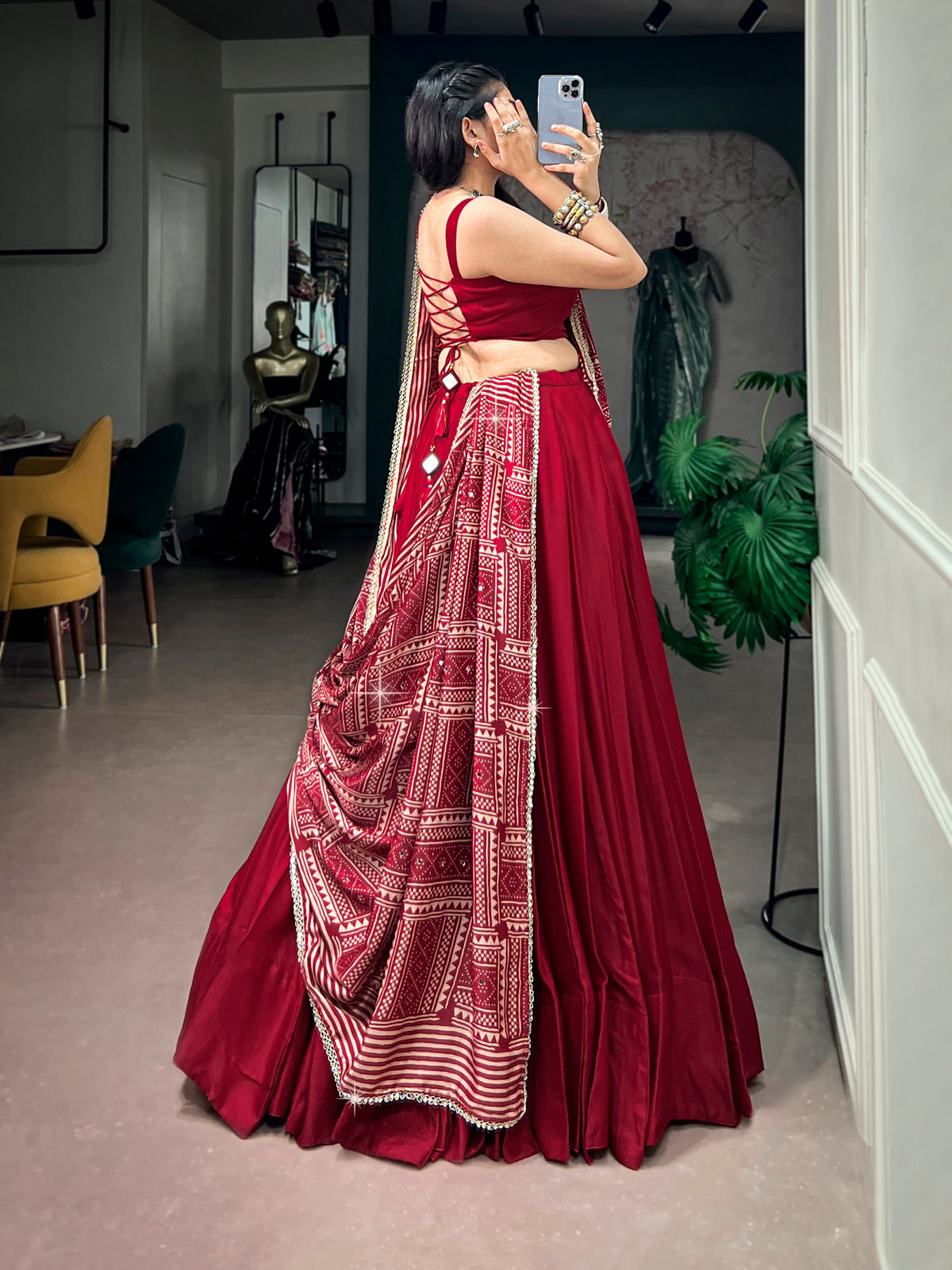 Moonga Silk Plain Navratri Lehenga With Dupatta