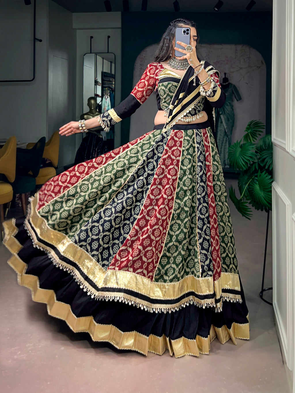Pure Rayon Printed Navratri Lehenga With Dupatta