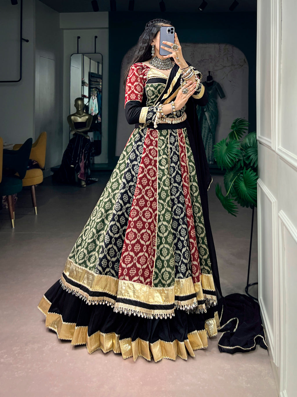 Pure Rayon Printed Navratri Lehenga With Dupatta