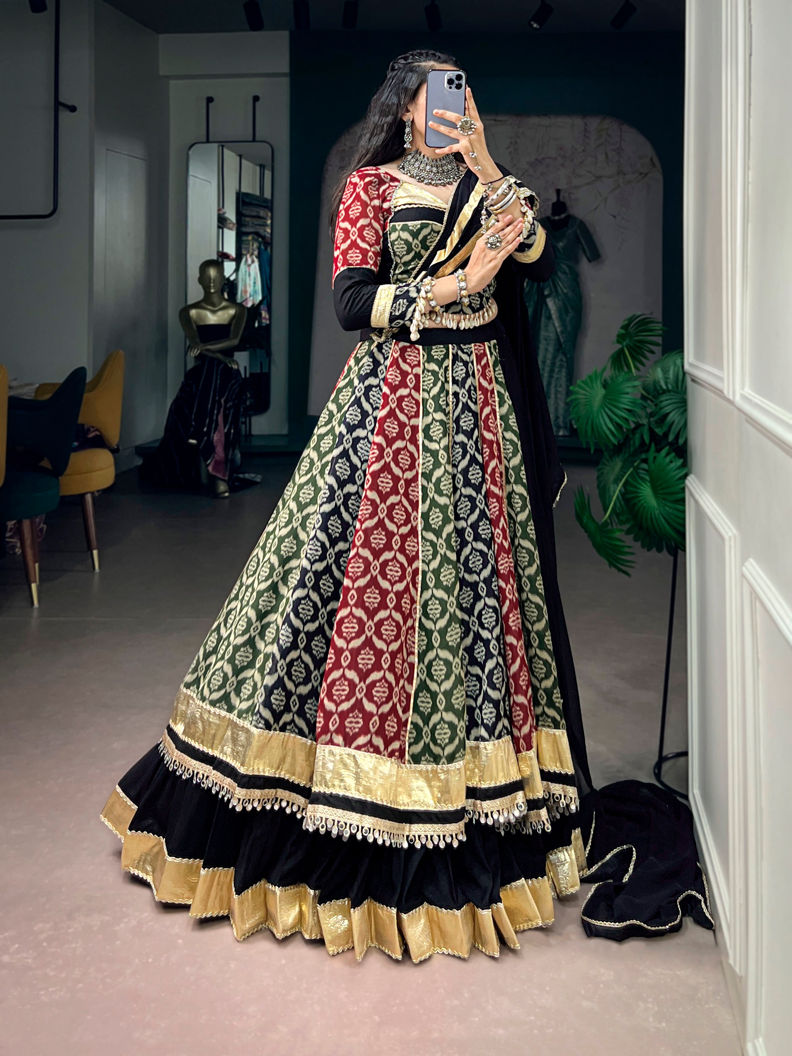 Pure Rayon Printed Navratri Lehenga With Dupatta
