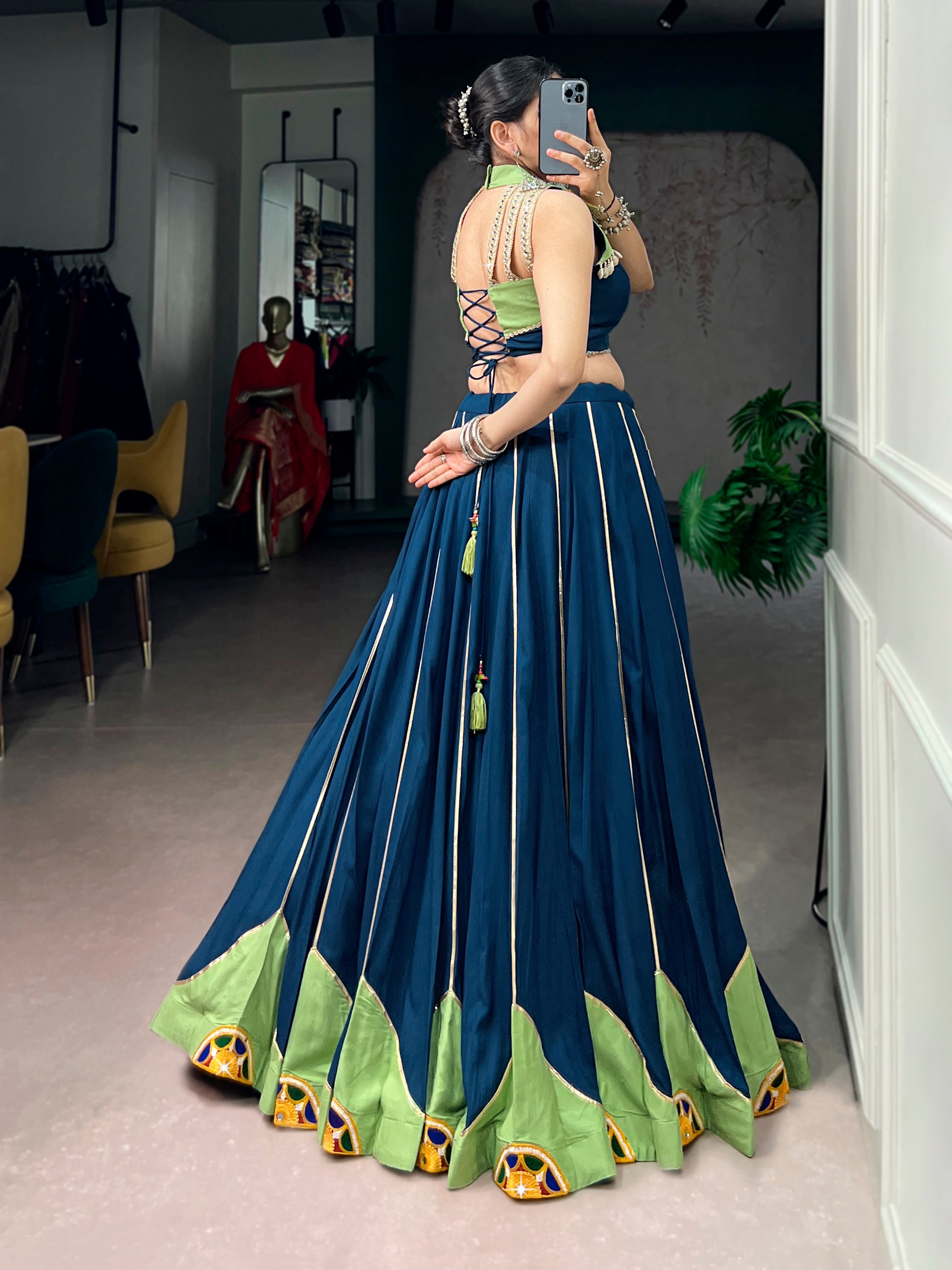 Rayon Gamthi Work Navratri Lehenga