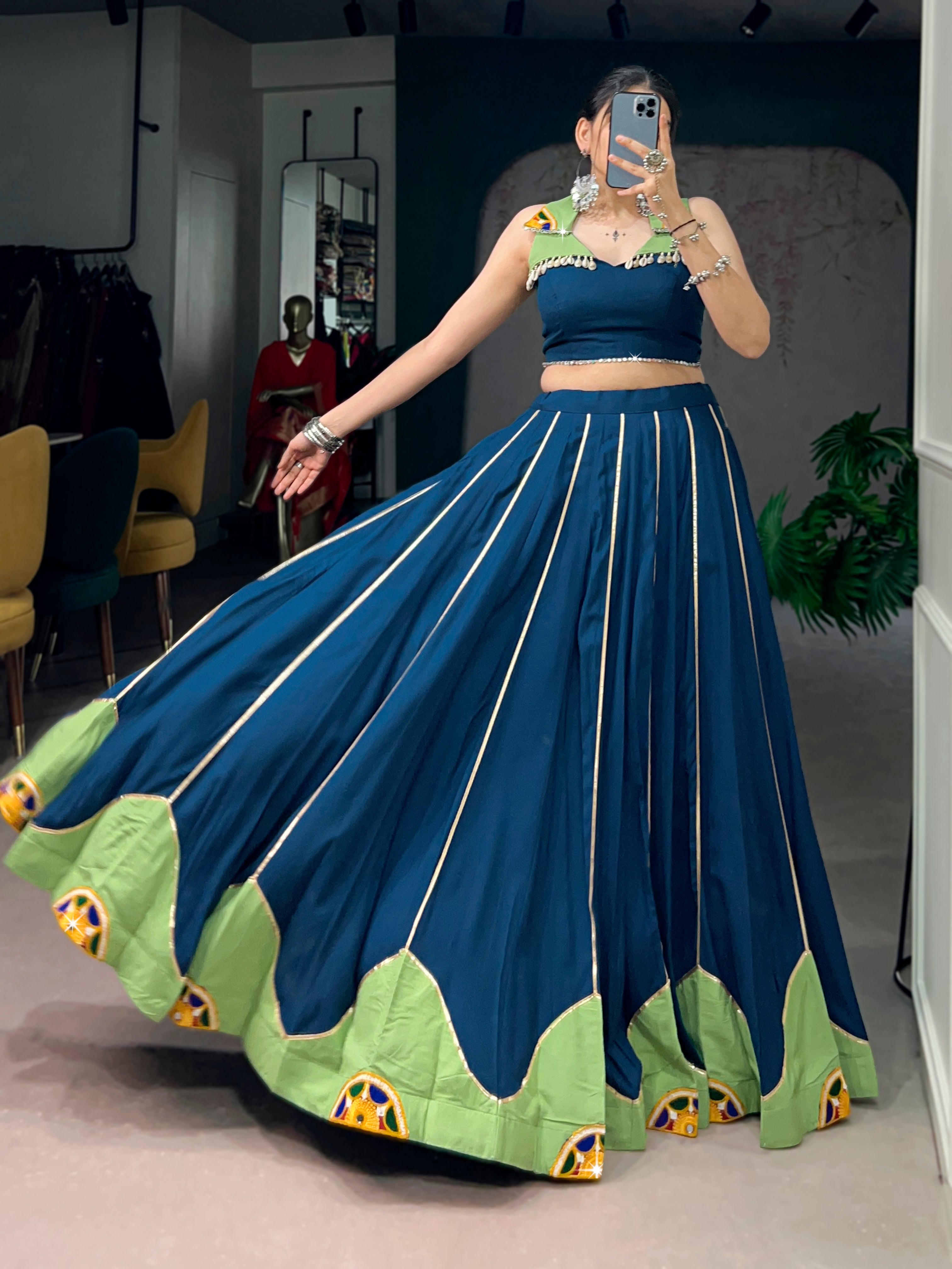 Rayon Gamthi Work Navratri Lehenga