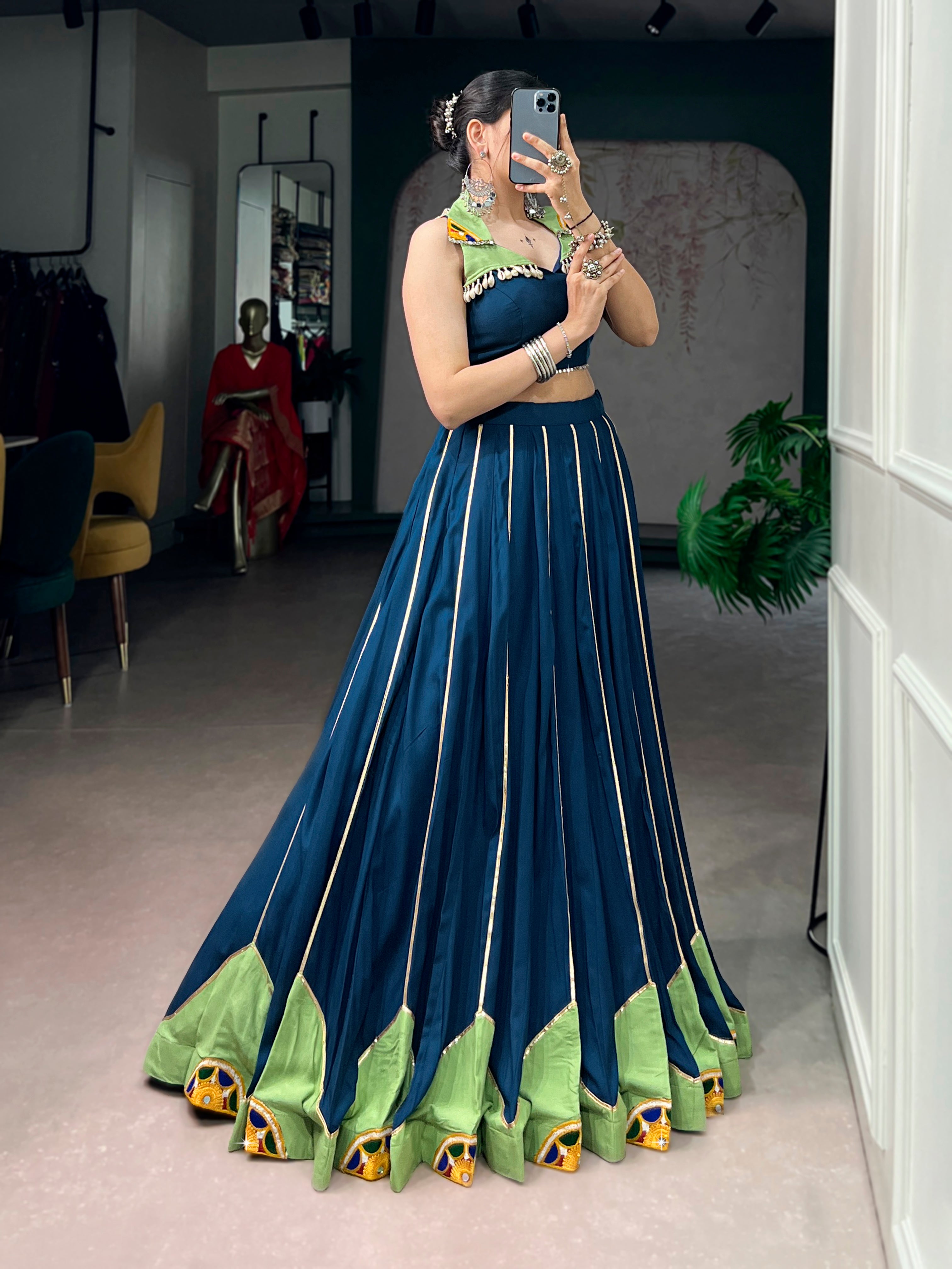 Rayon Gamthi Work Navratri Lehenga