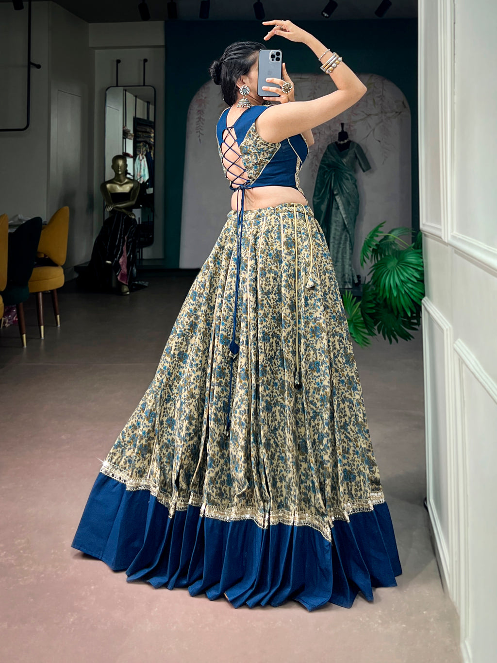 Viscose Chanderi Navratri Lehenga With Blouse