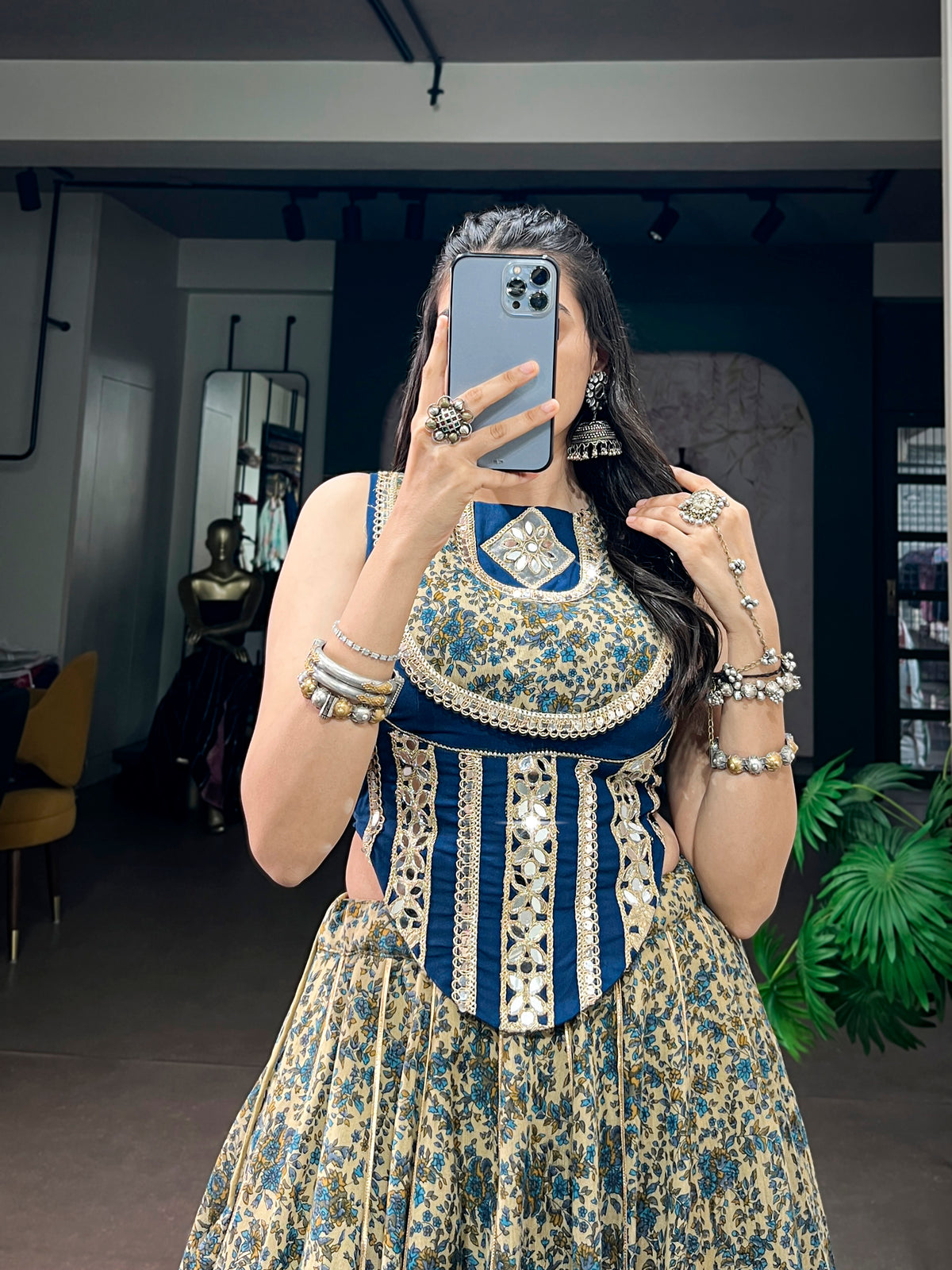 Viscose Chanderi Navratri Lehenga With Blouse