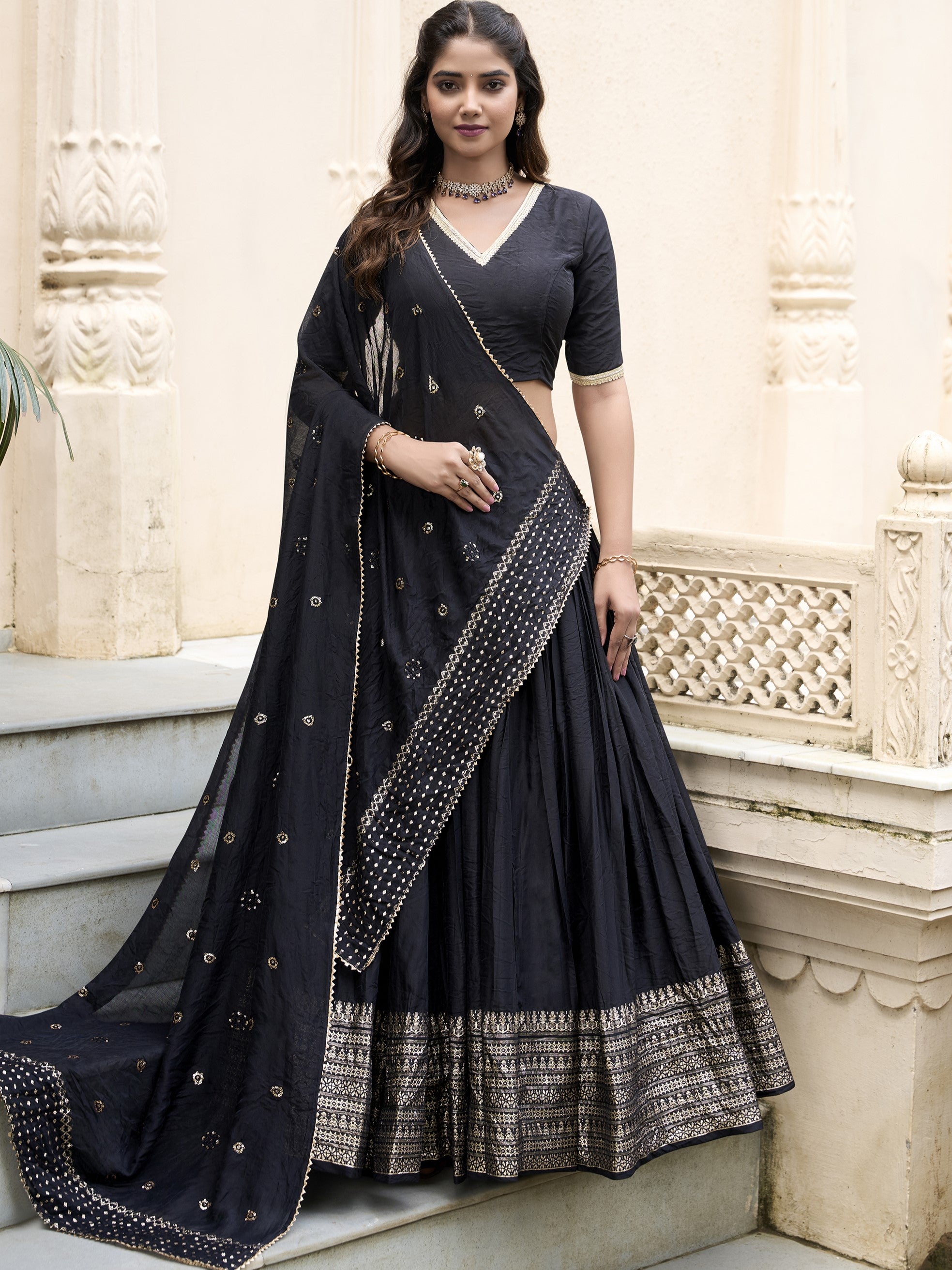 Pure Chanderi Zari Weaving Lehenga With Dupatta