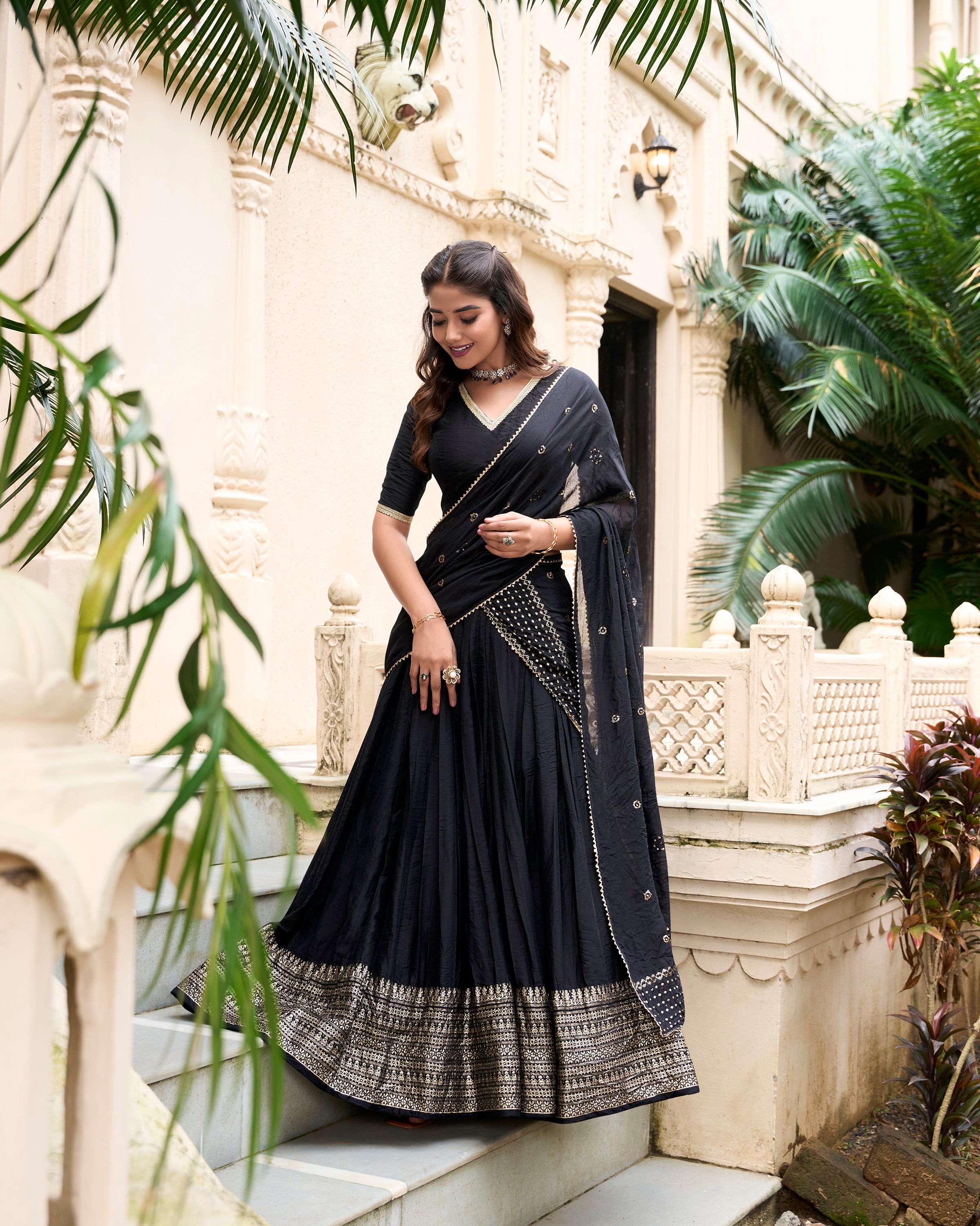 Pure Chanderi Zari Weaving Lehenga With Dupatta