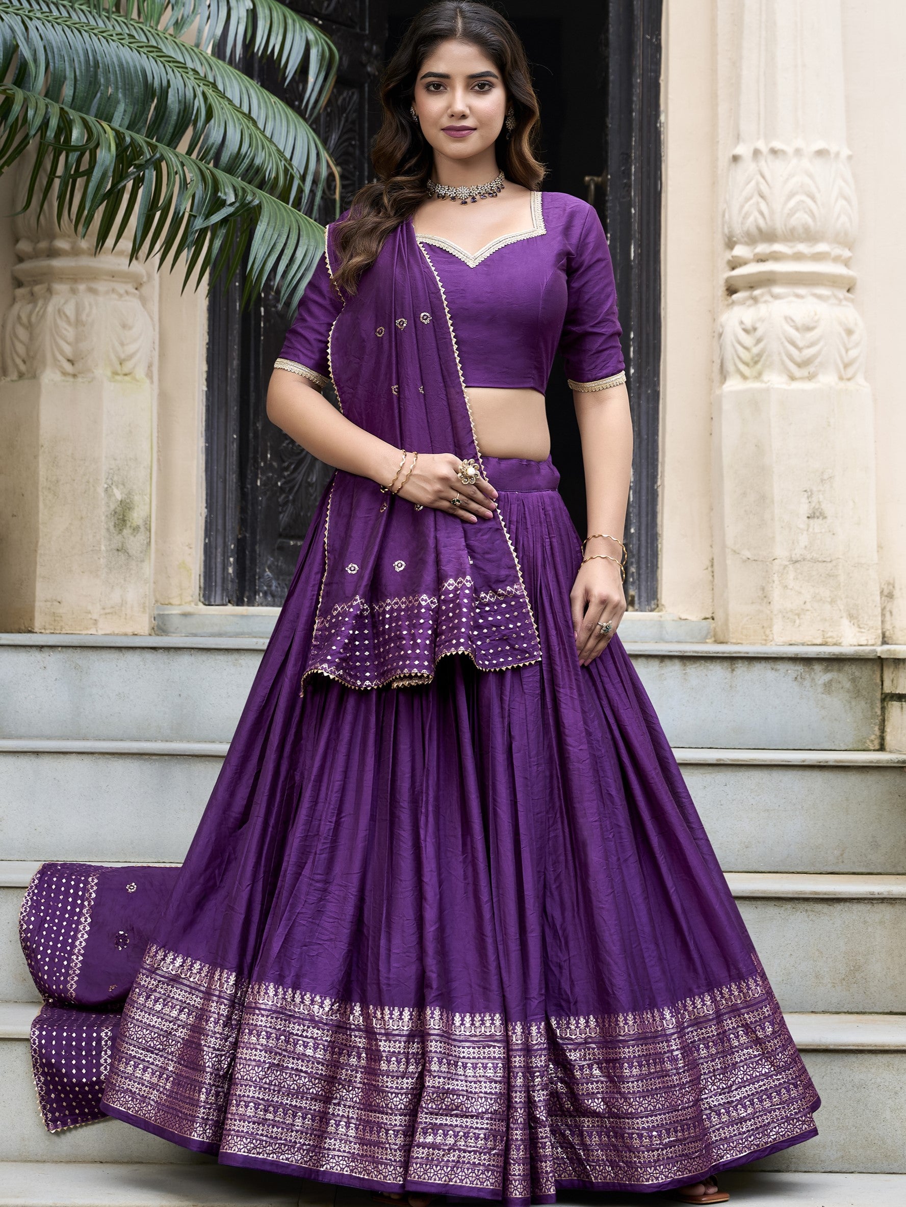 Pure Chanderi Zari Weaving Lehenga With Dupatta