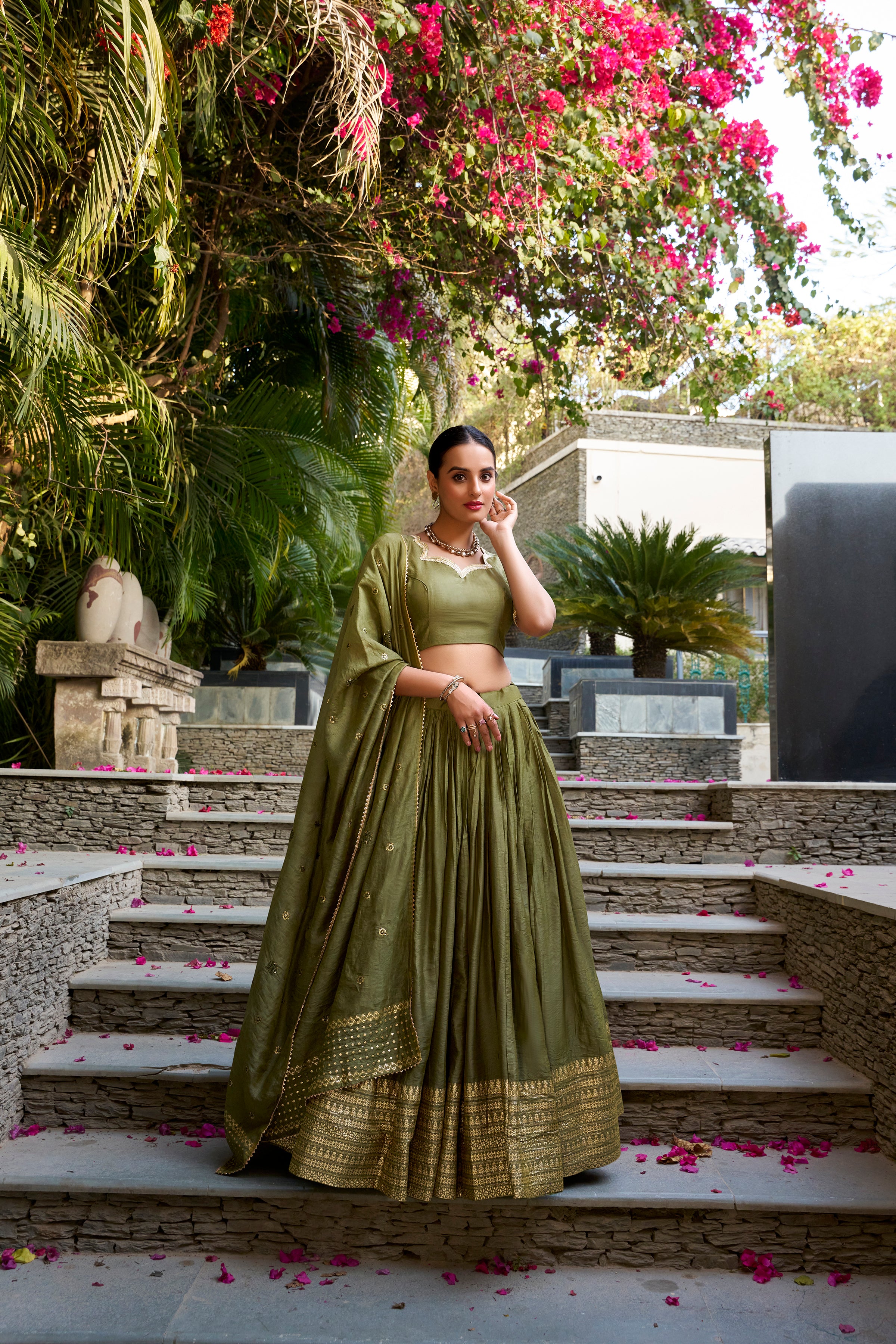 Pure Chanderi Zari Weaving Lehenga With Dupatta