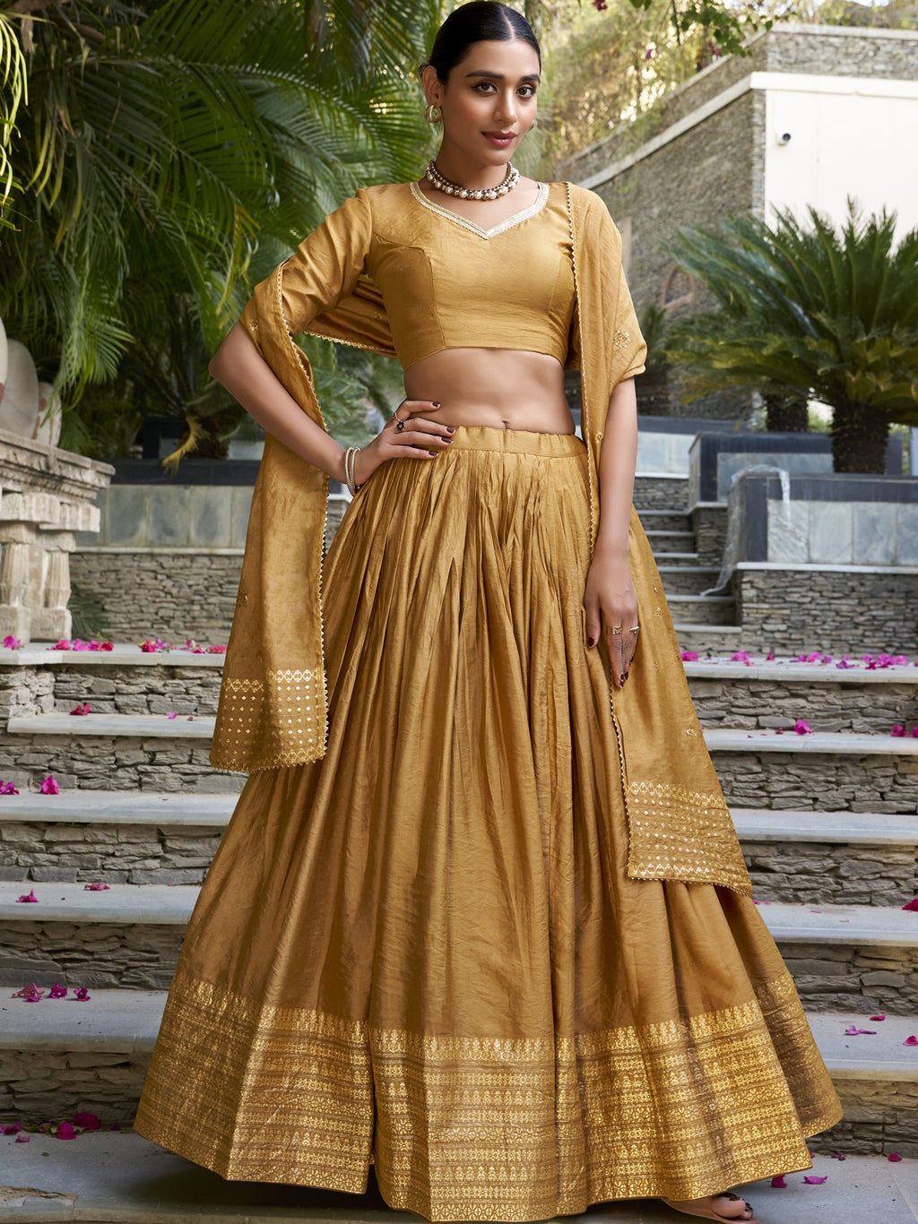 Pure Chanderi Zari Weaving Lehenga With Dupatta