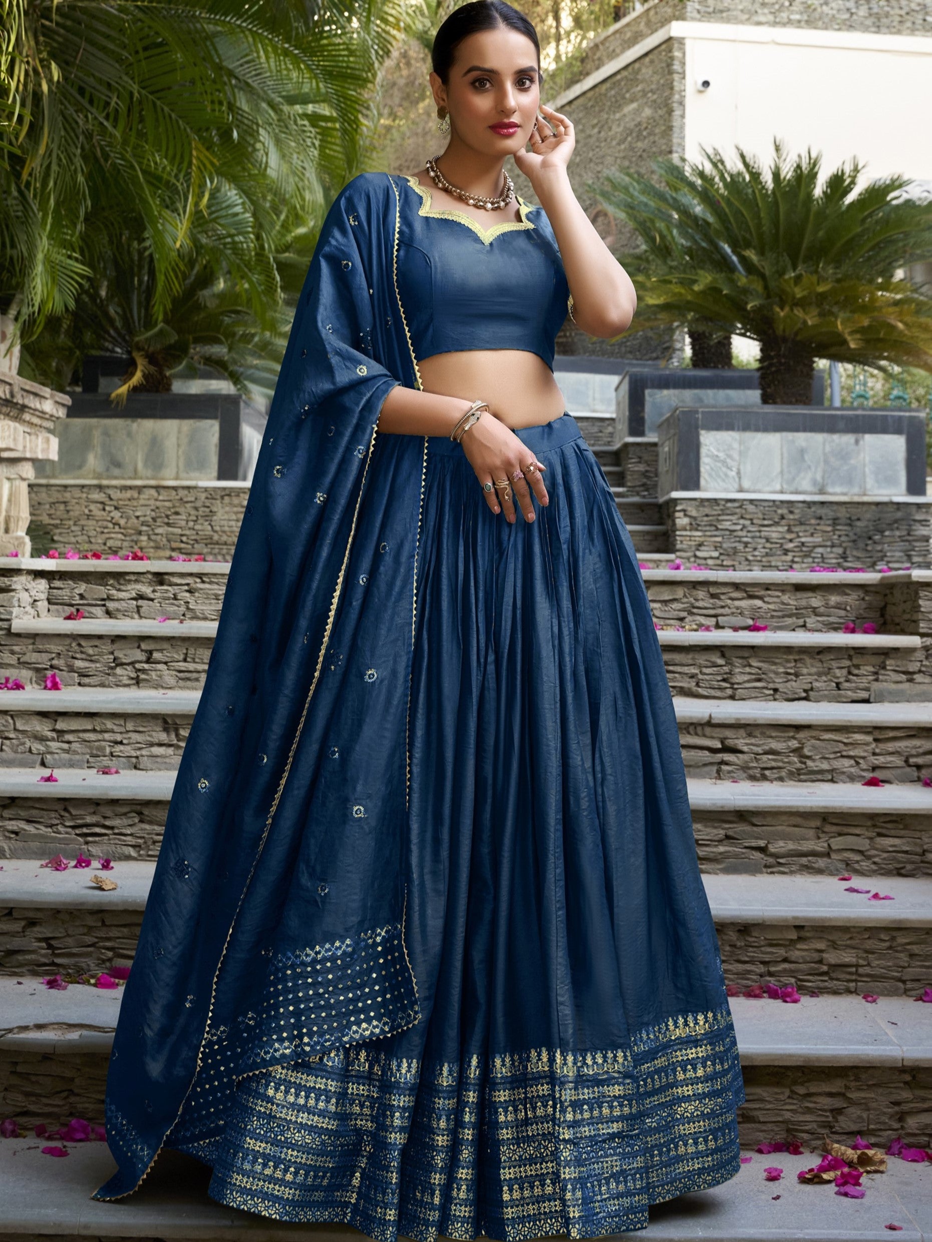 Pure Chanderi Zari Weaving Lehenga With Dupatta