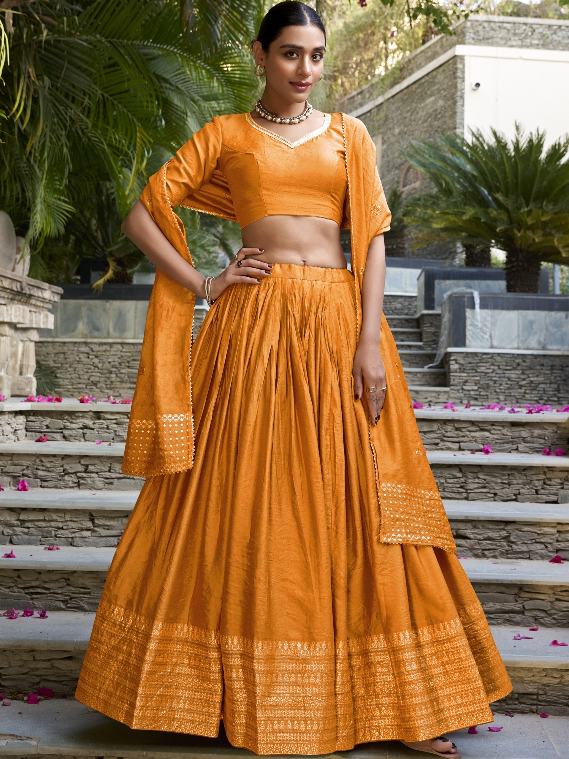 Pure Chanderi Zari Weaving Lehenga With Dupatta