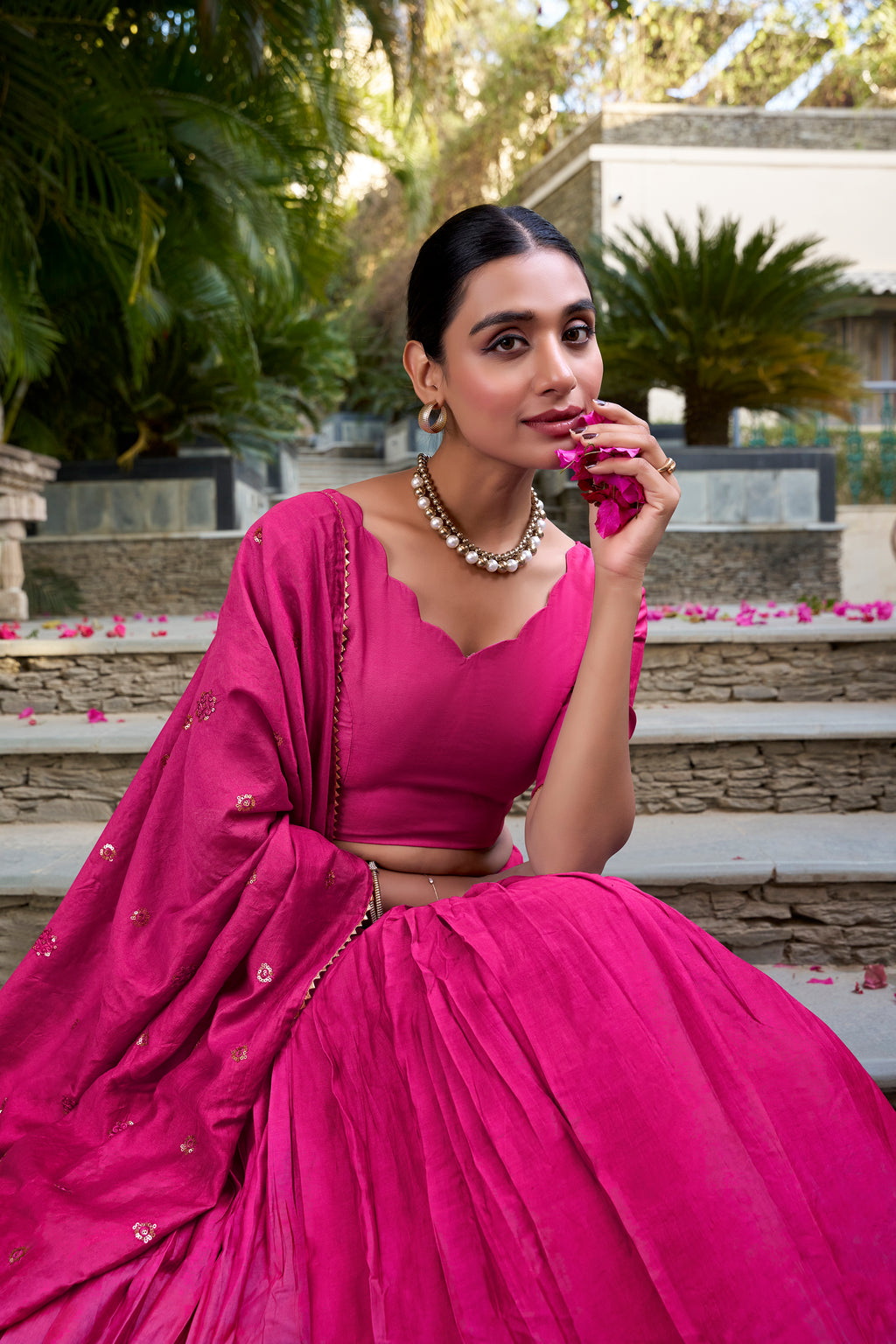 Pure Chanderi Zari Weaving Lehenga With Dupatta