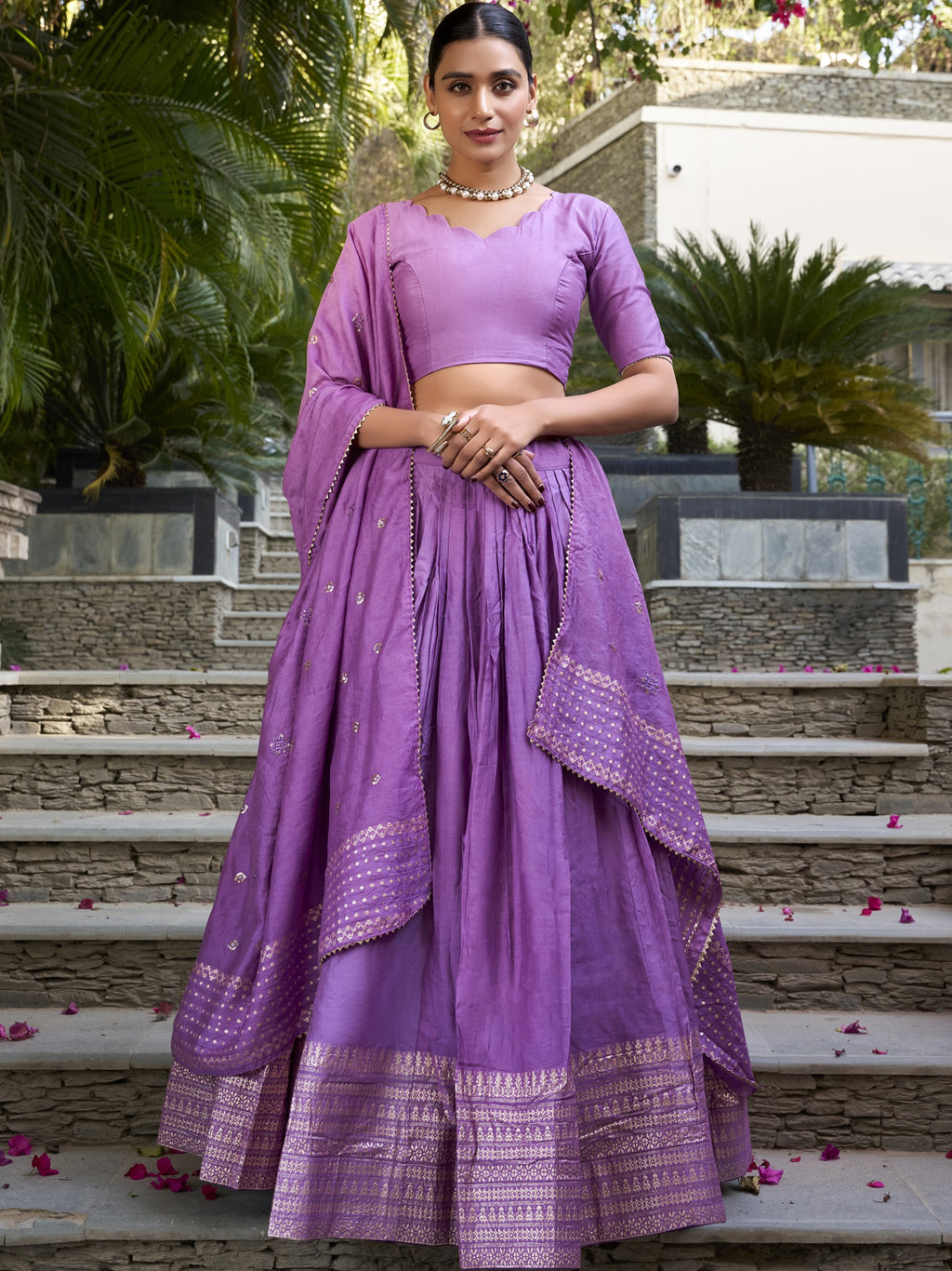 Pure Chanderi Zari Weaving Lehenga With Dupatta