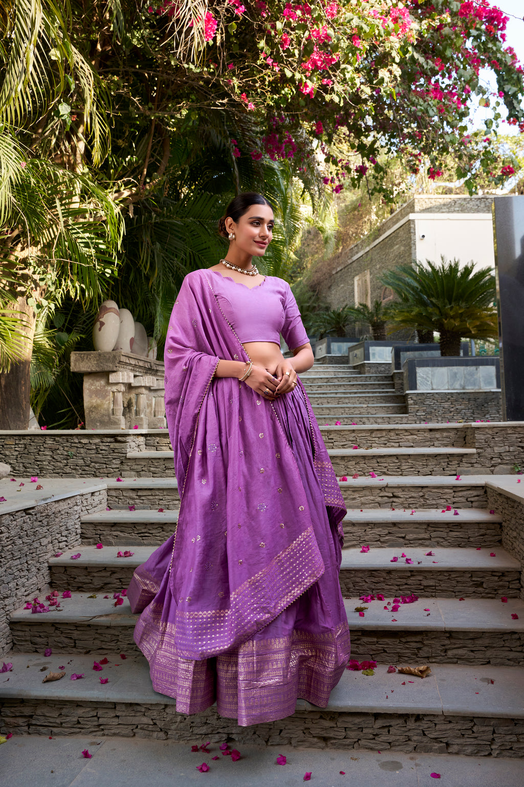 Pure Chanderi Zari Weaving Lehenga With Dupatta