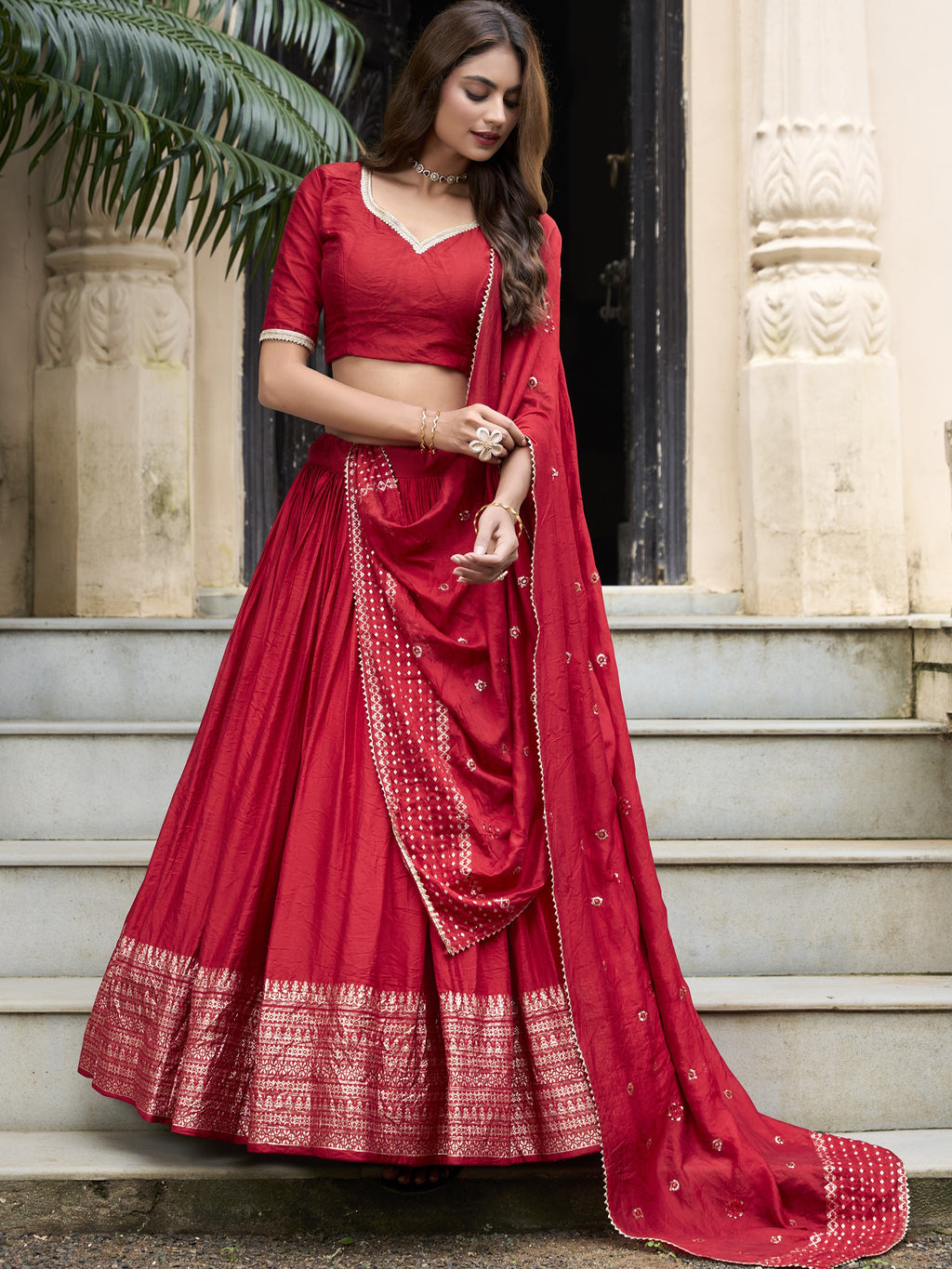 Pure Chanderi Zari Weaving Lehenga With Dupatta