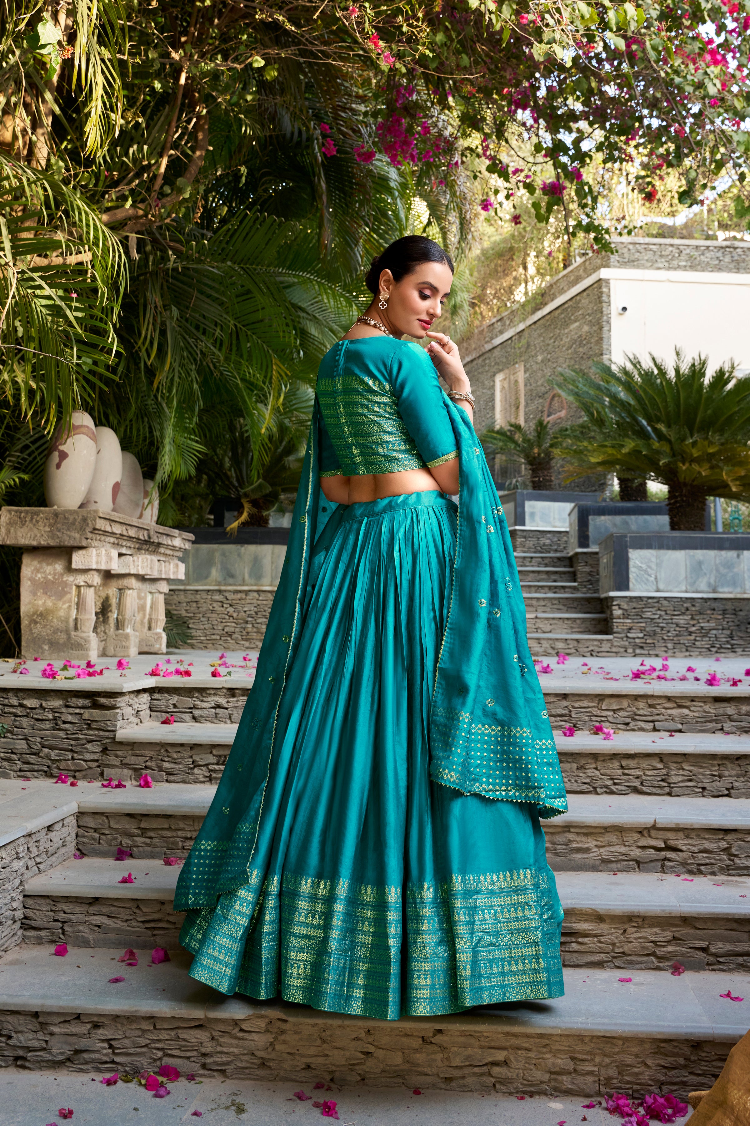 Pure Chanderi Zari Weaving Lehenga With Dupatta