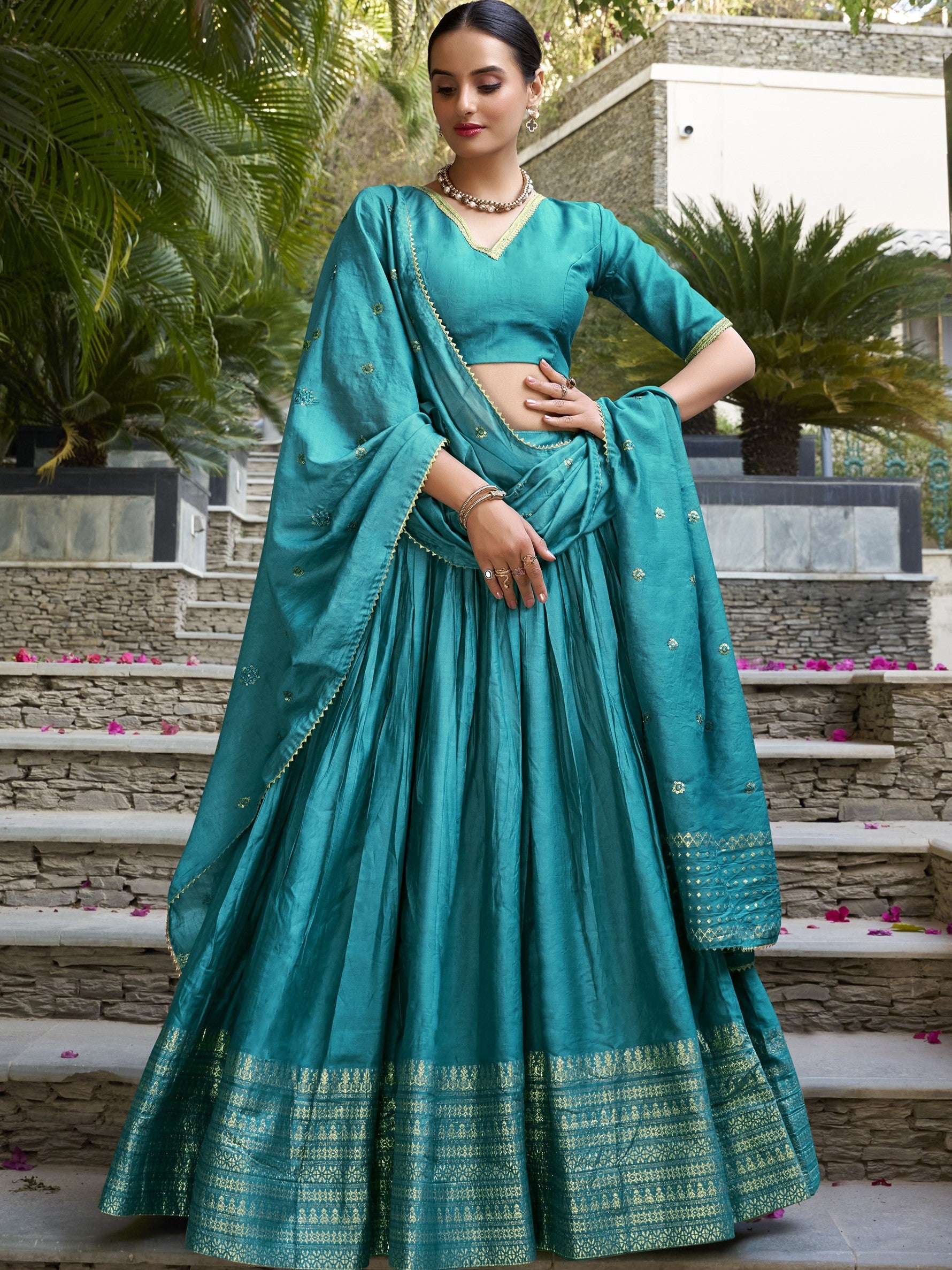 Pure Chanderi Zari Weaving Lehenga With Dupatta