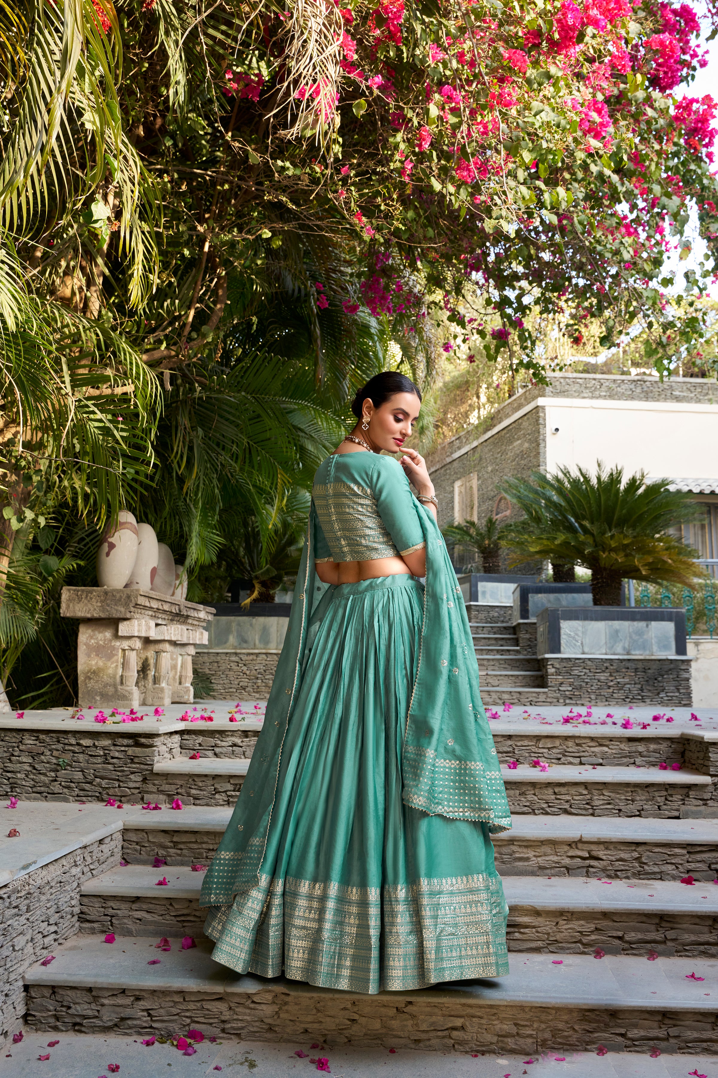 Pure Chanderi Zari Weaving Lehenga With Dupatta