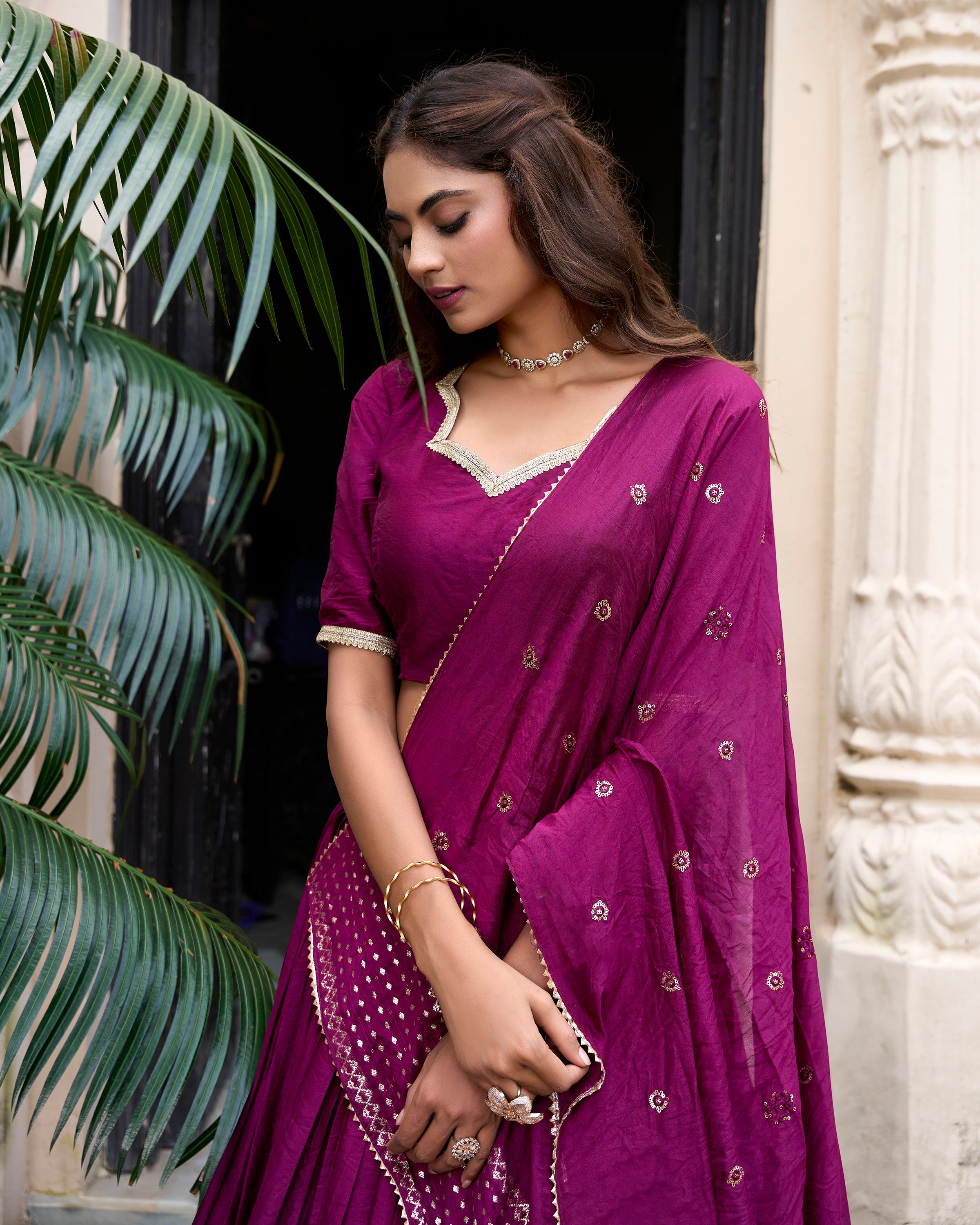 Pure Chanderi Zari Weaving Lehenga With Dupatta
