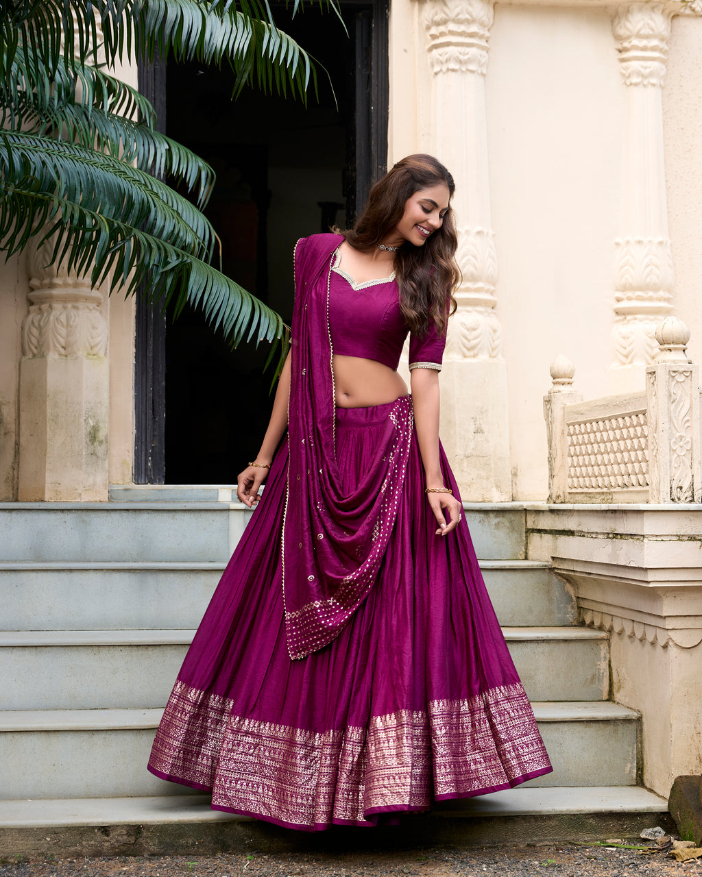 Pure Chanderi Zari Weaving Lehenga With Dupatta