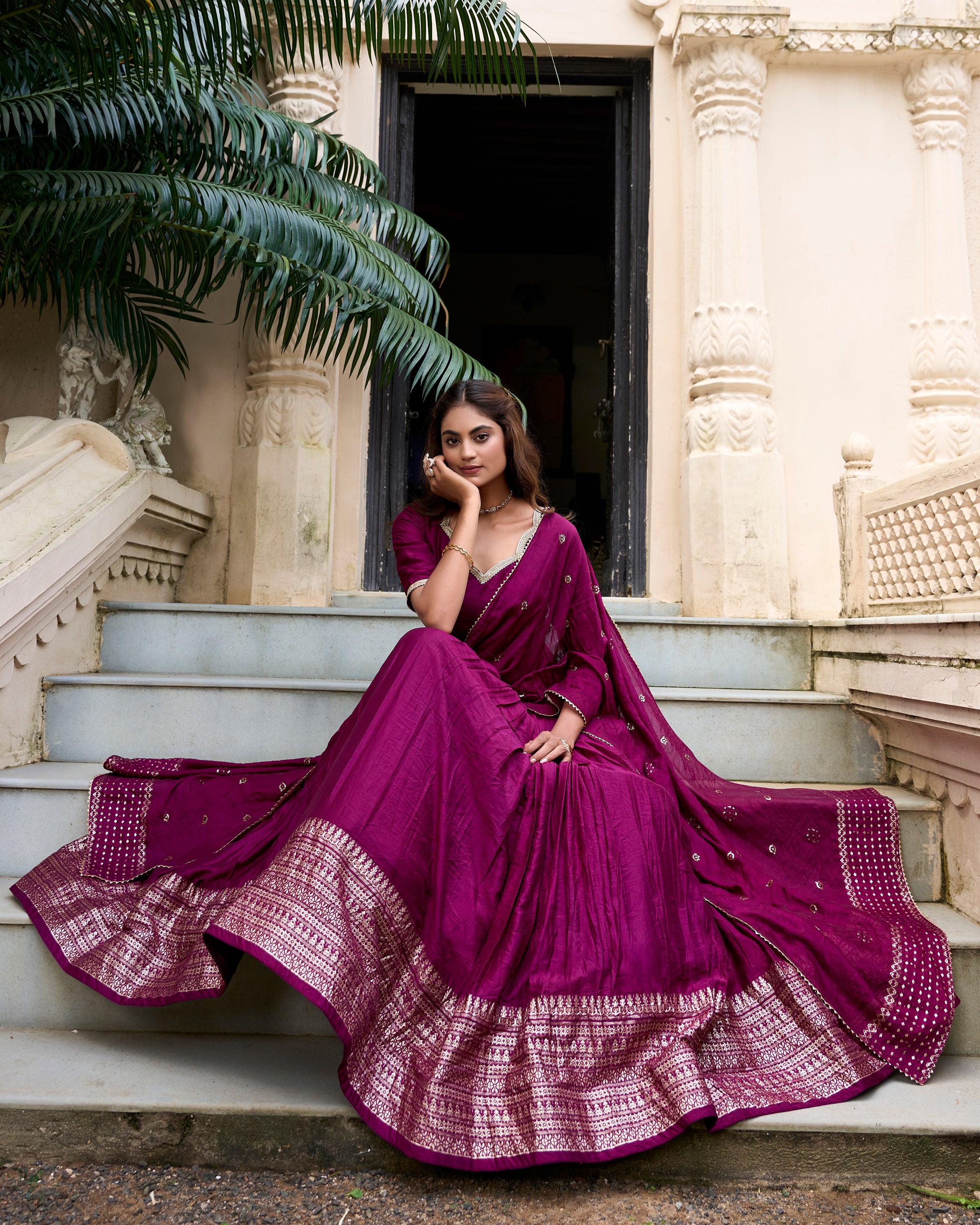 Pure Chanderi Zari Weaving Lehenga With Dupatta