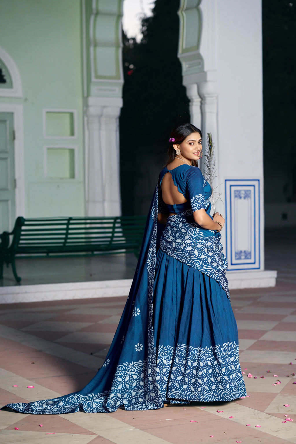 Cotton Chanderi Batik Printed Lehenga With Dupatta