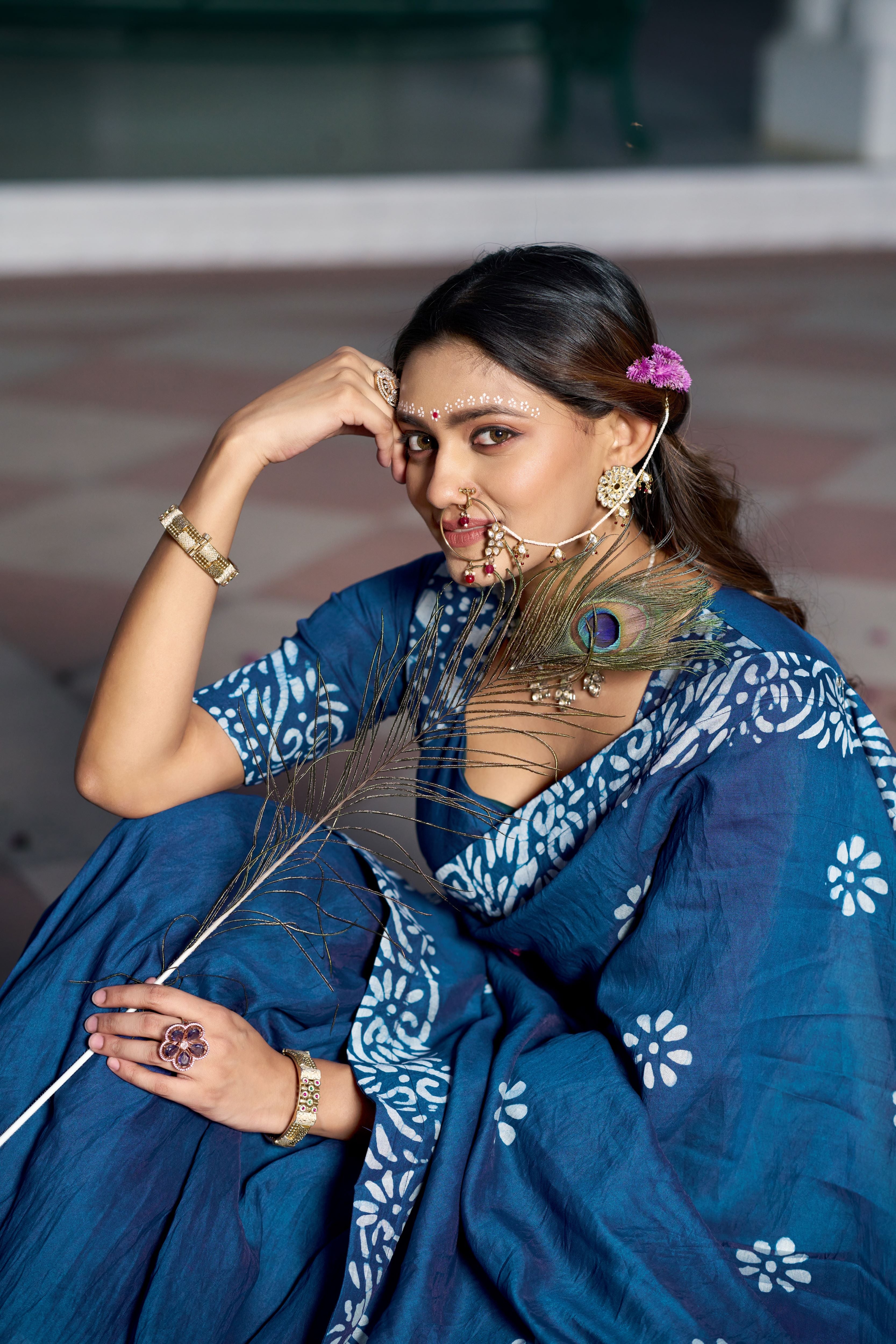 Cotton Chanderi Batik Printed Lehenga With Dupatta