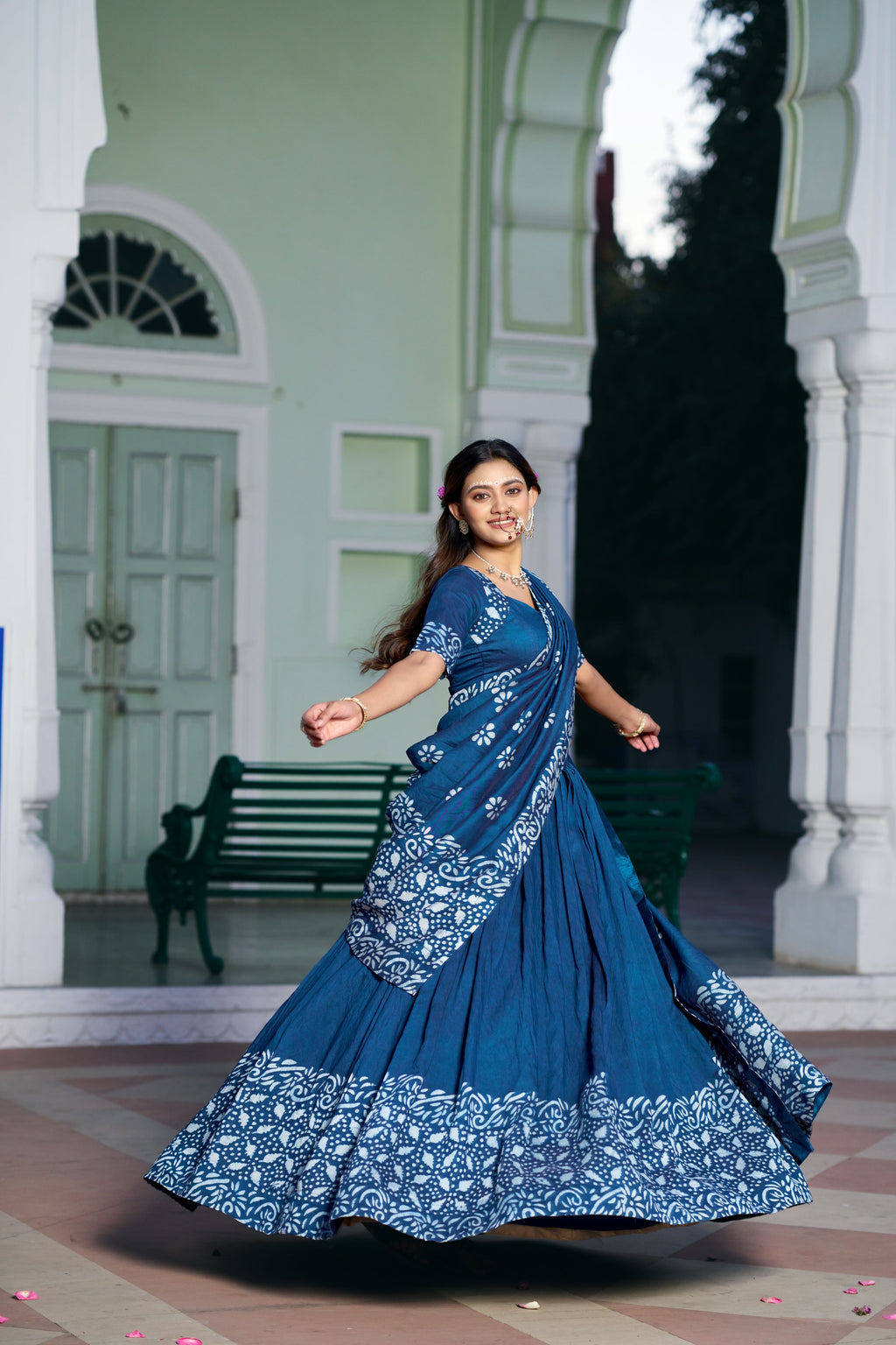 Cotton Chanderi Batik Printed Lehenga With Dupatta