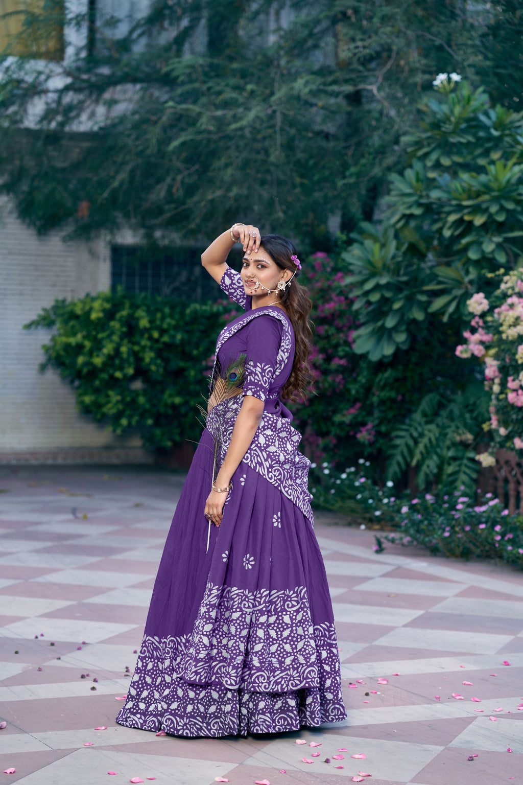 Cotton Chanderi Batik Printed Lehenga With Dupatta