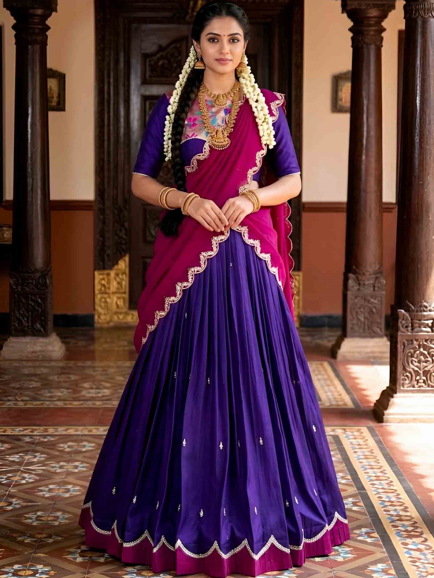 Naysha Thread Embroidered Zari Weaving Lehenga With Dupatta