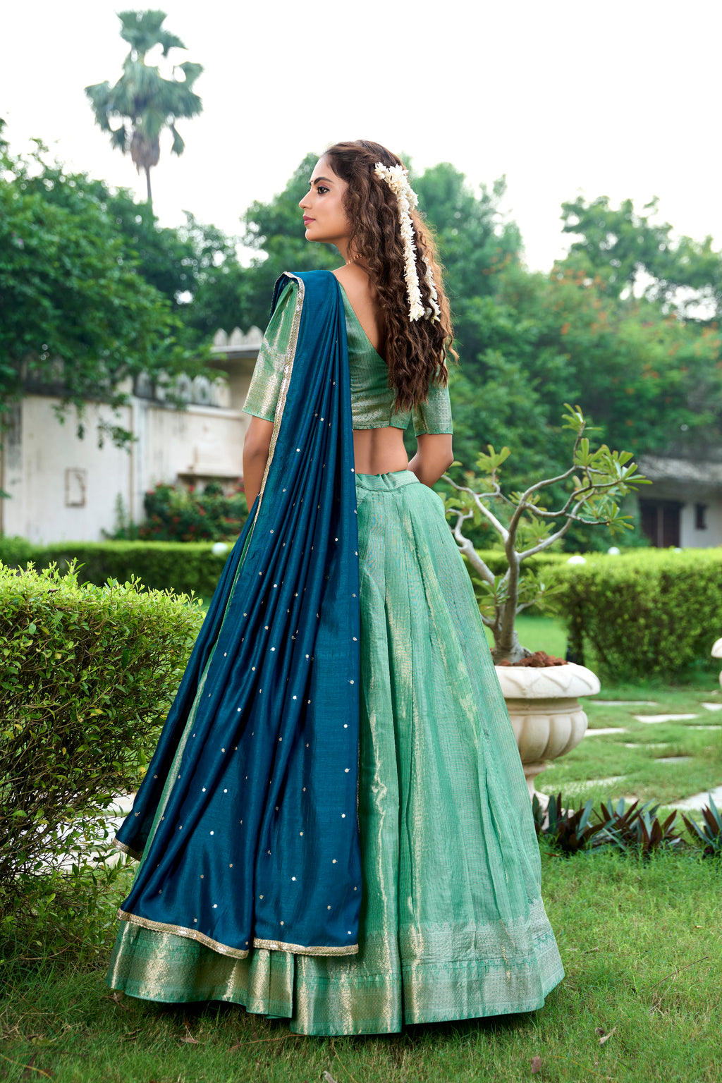 Kanchipuram Zari Weaving Lehenga With Dupatta