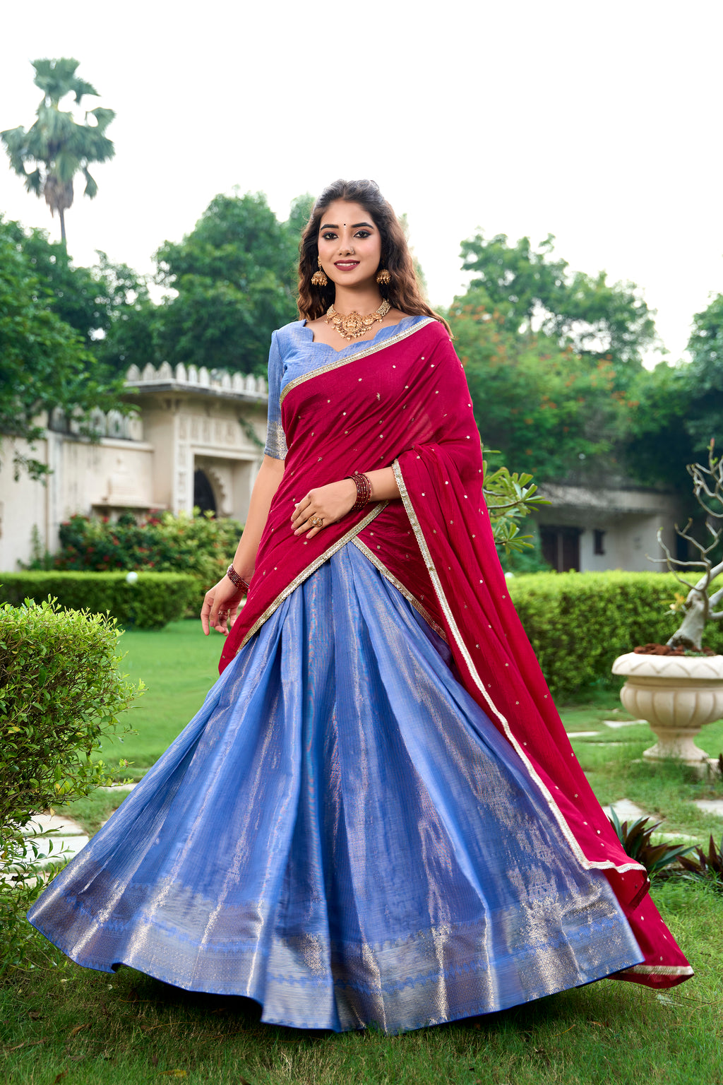 Kanchipuram Zari Weaving Lehenga With Dupatta