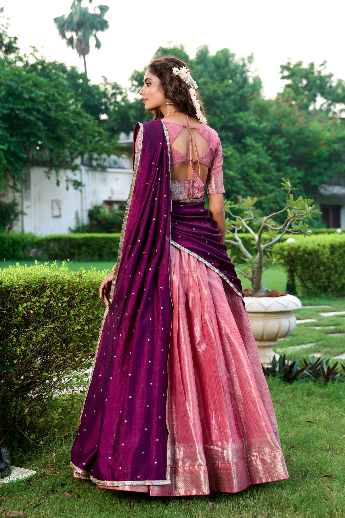Kanchipuram Zari Weaving Lehenga With Dupatta
