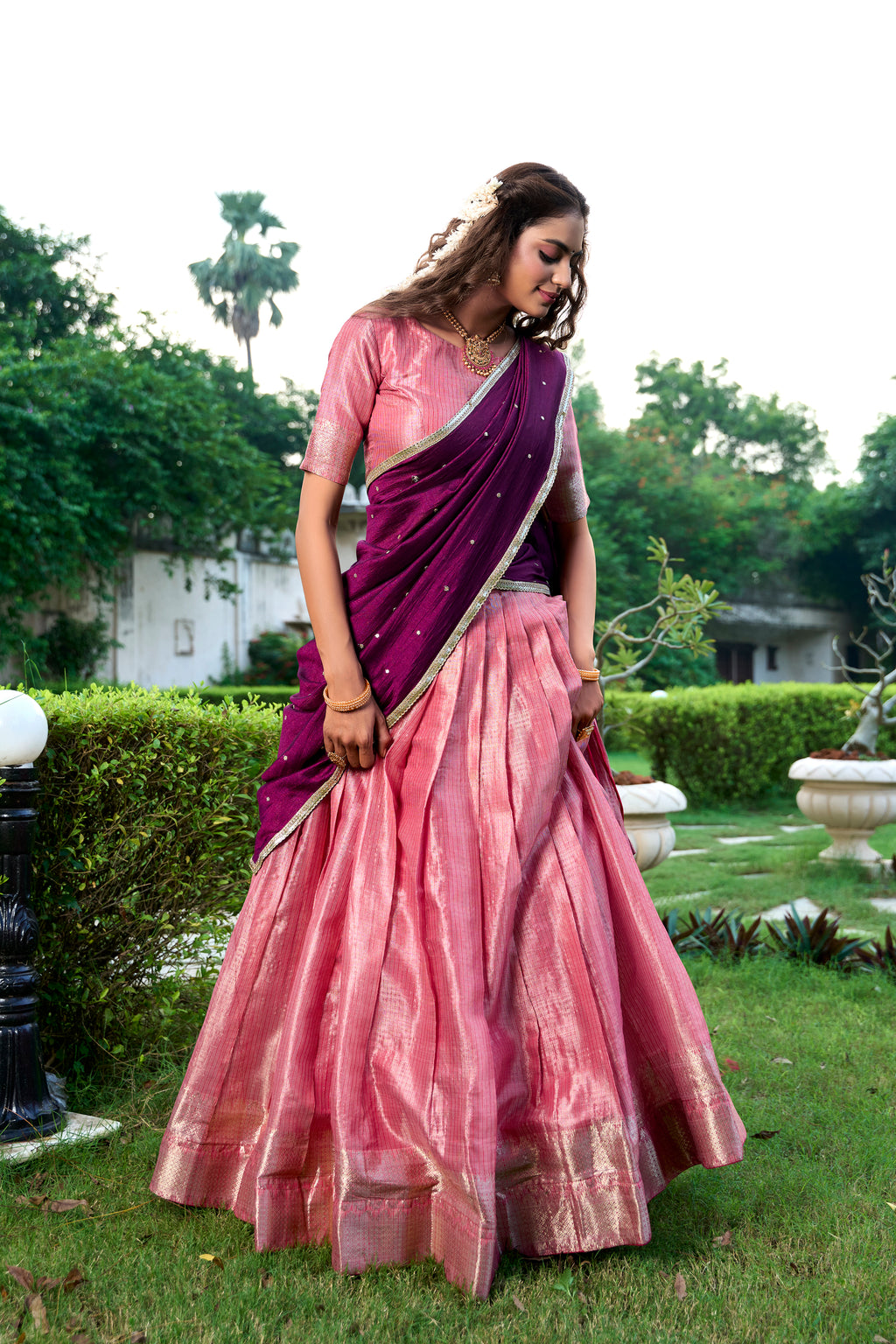 Kanchipuram Zari Weaving Lehenga With Dupatta