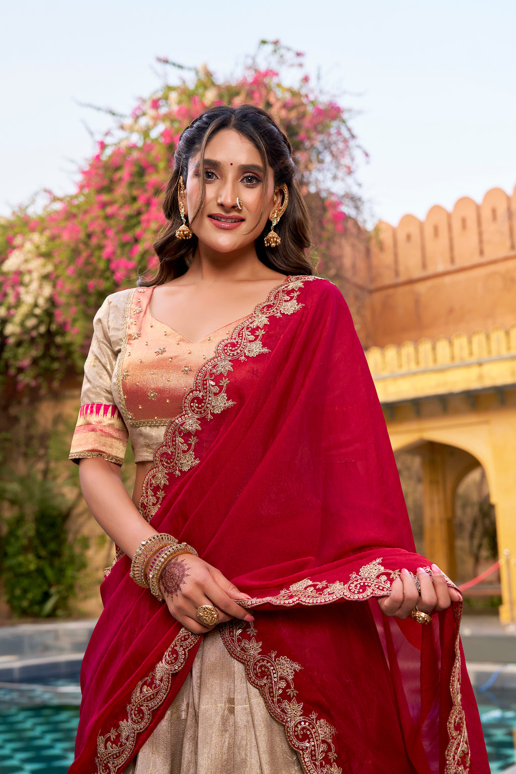 Slub Kota Zari Weaving Lehenga With Dupatta