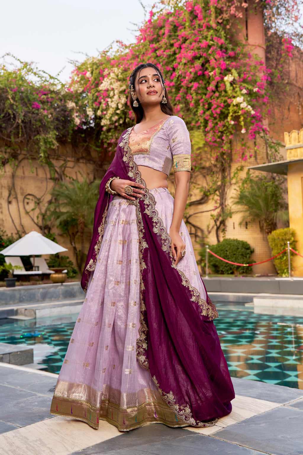 Slub Kota Zari Weaving Lehenga With Dupatta