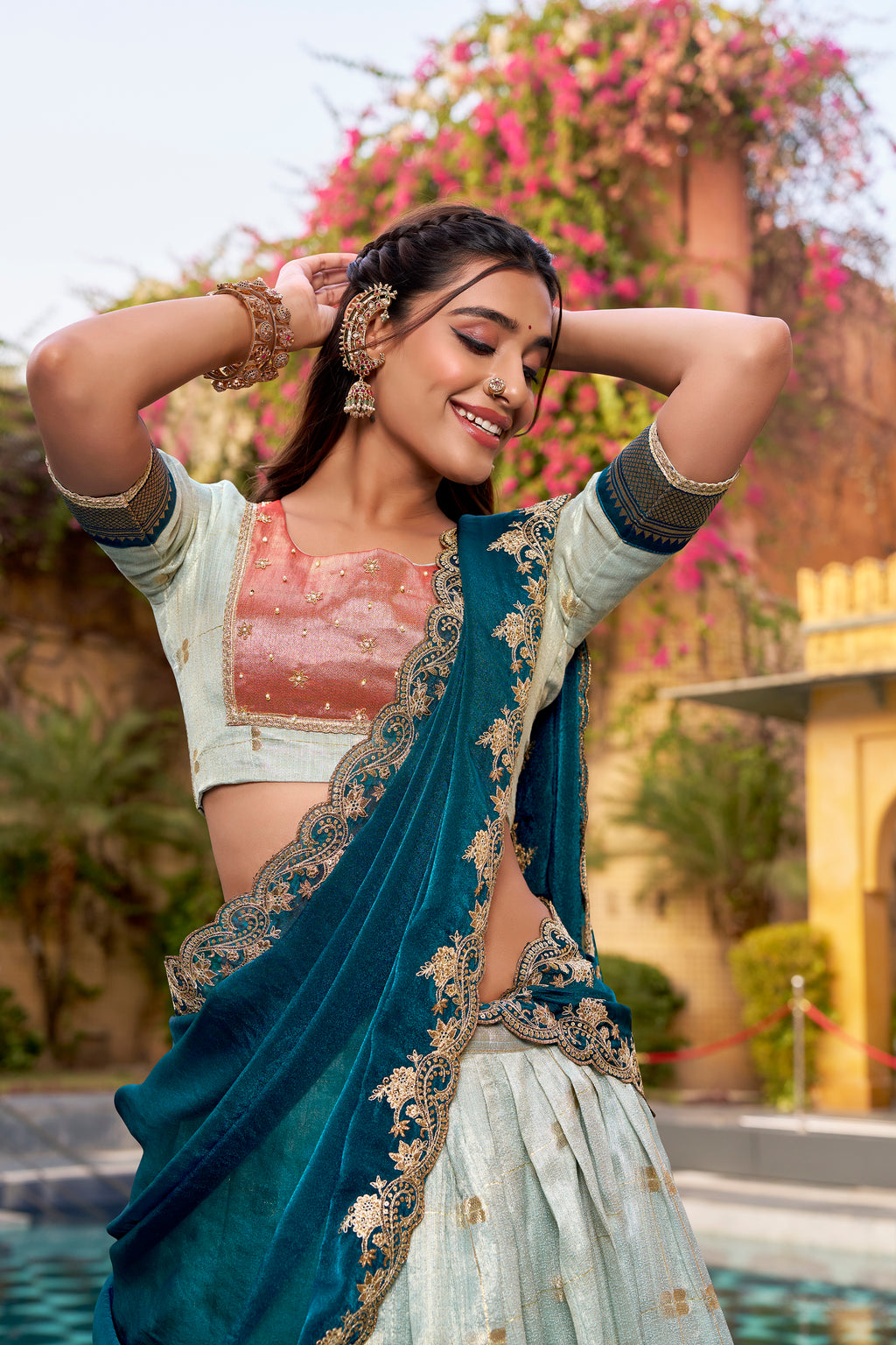 Slub Kota Zari Weaving Lehenga With Dupatta