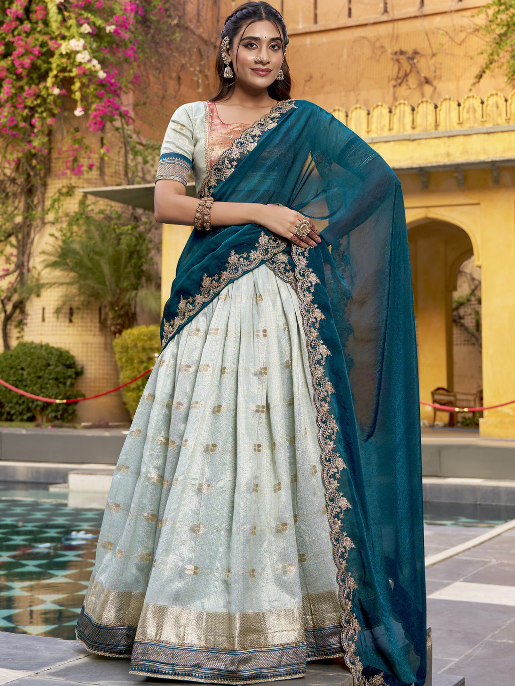Slub Kota Zari Weaving Lehenga With Dupatta