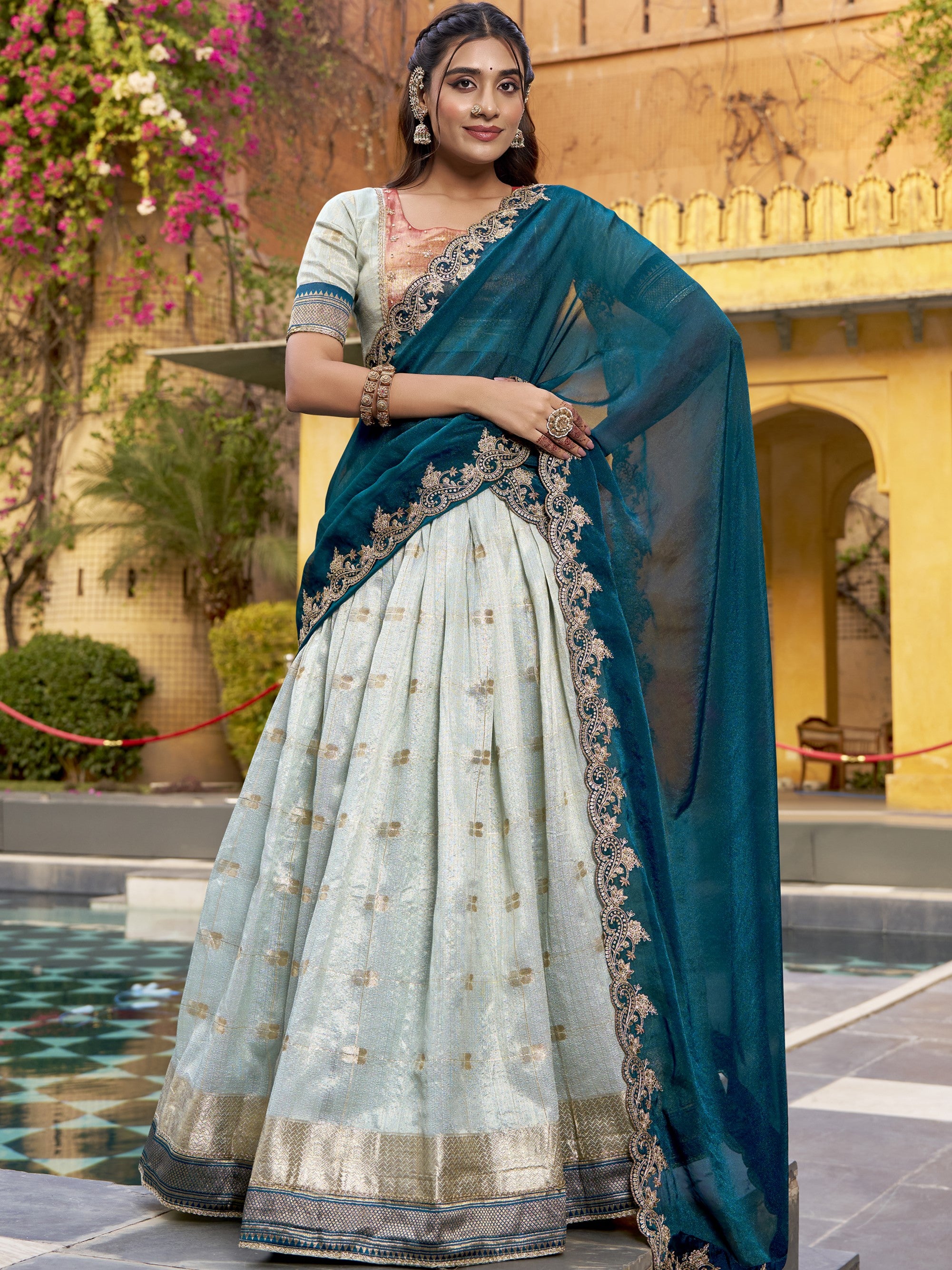 Slub Kota Zari Weaving Lehenga With Dupatta