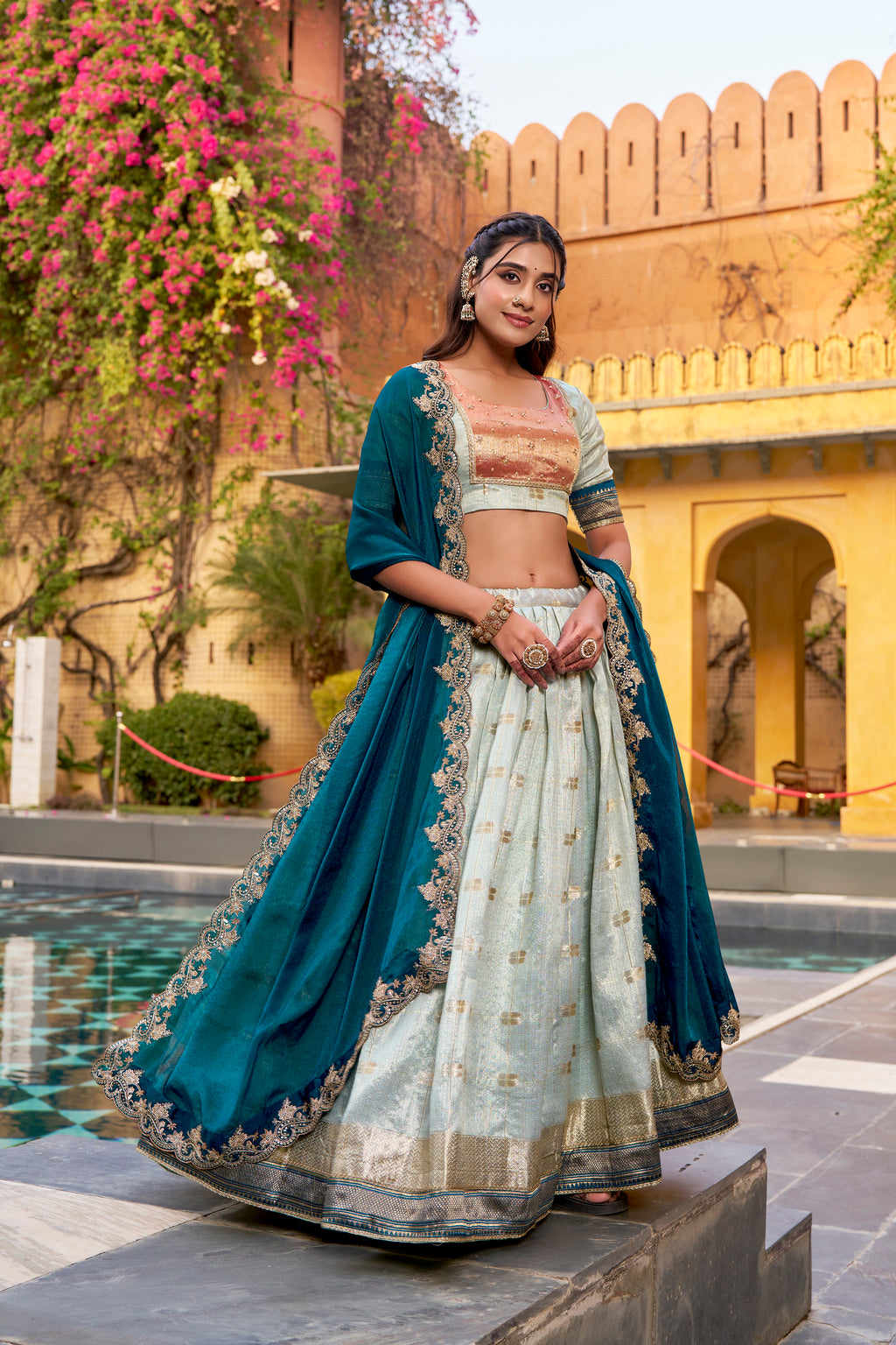 Slub Kota Zari Weaving Lehenga With Dupatta