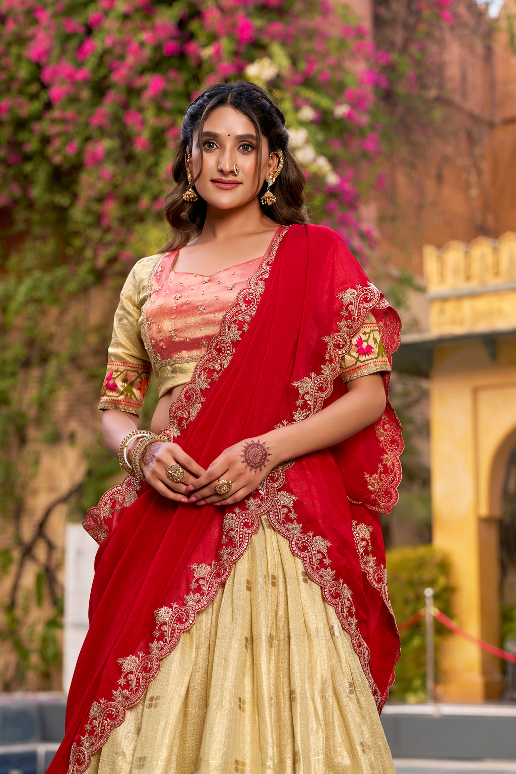 Slub Kota Zari Weaving Lehenga With Dupatta